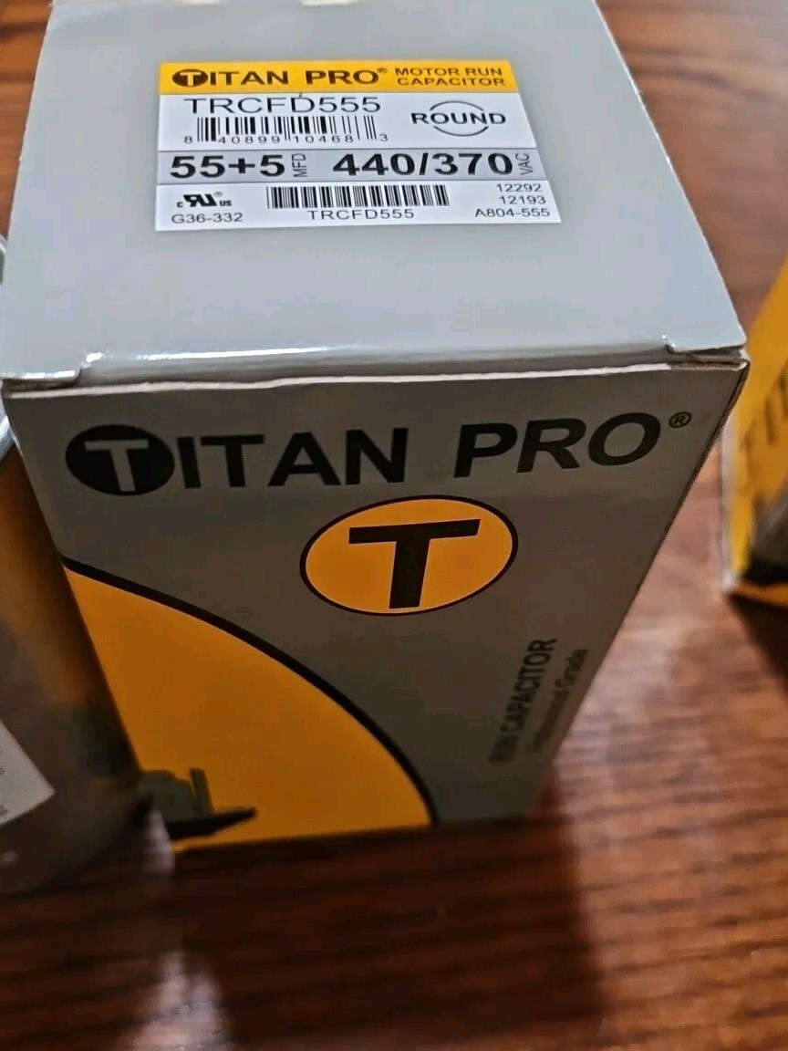 TitanPro TRCFD555 HVAC Round Motor Run Capacitor 55/5 MFD/UF 440/370 Volts