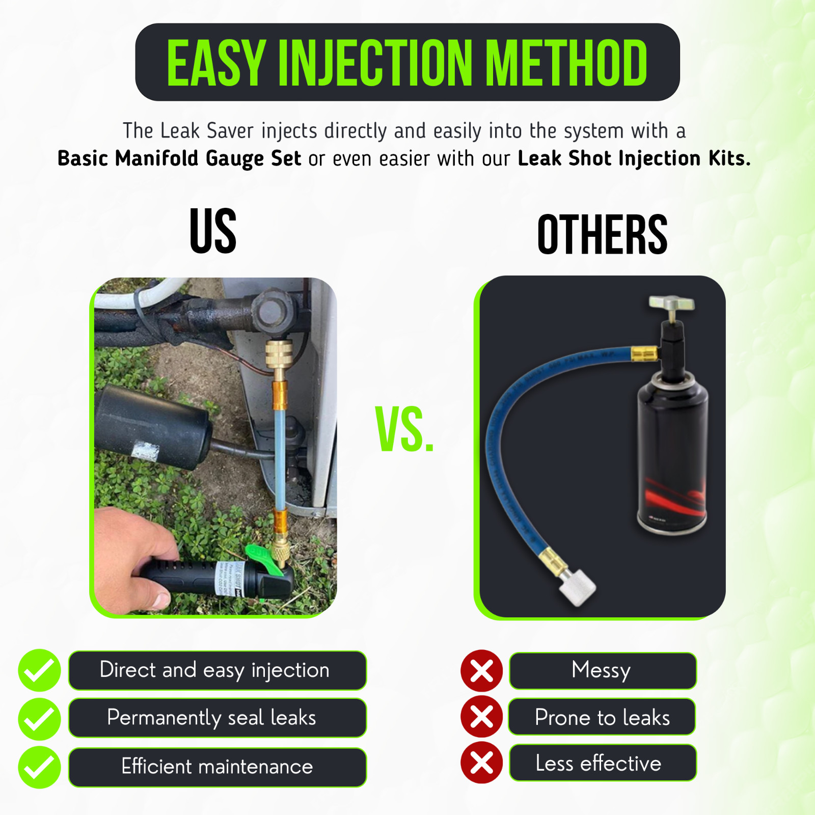 Leak Saver Direct Inject Refrigerant Leak Sealer for HVAC and Automotive Systems