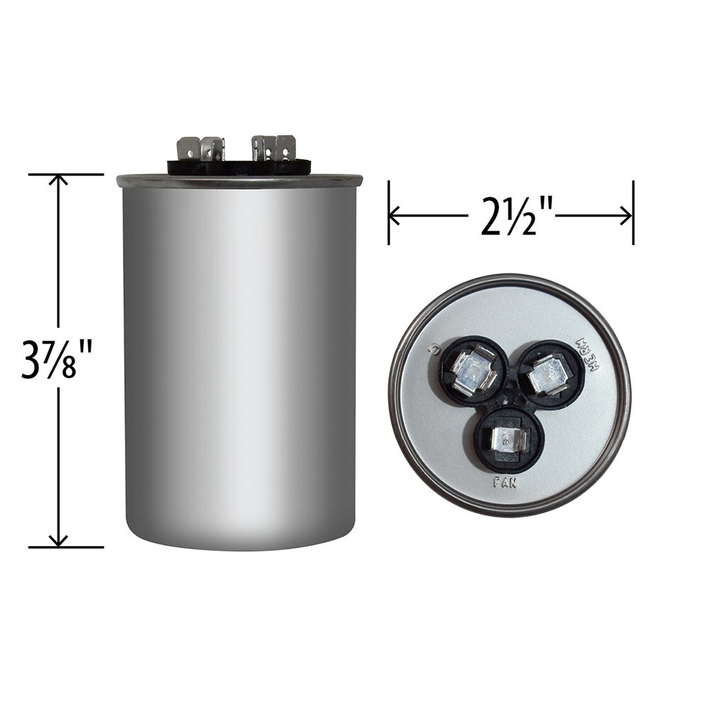 Mars Round Motor Run Capacitor 60/5 MFD 440/370 VAC Aluminum 14294 USA