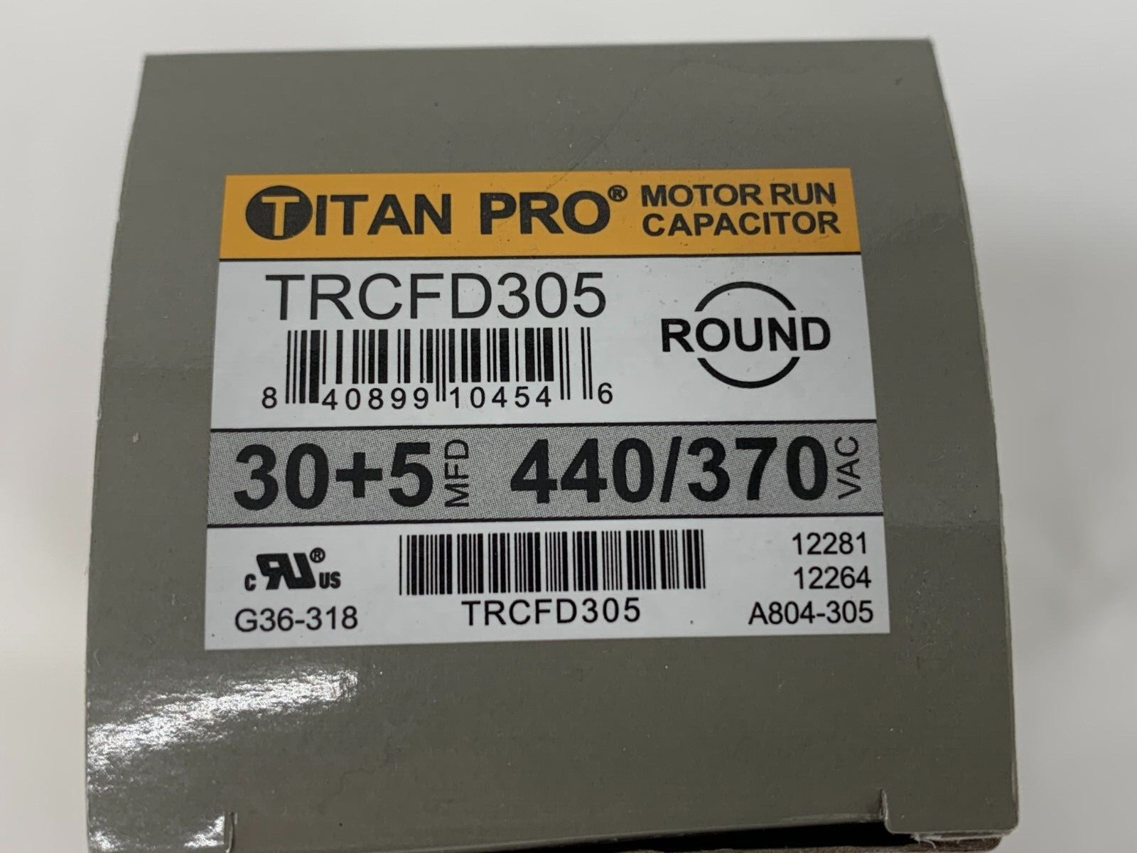 Titan Pro TRCFD305 Run Capacitor 30+5 MFD 440/370VAC Round