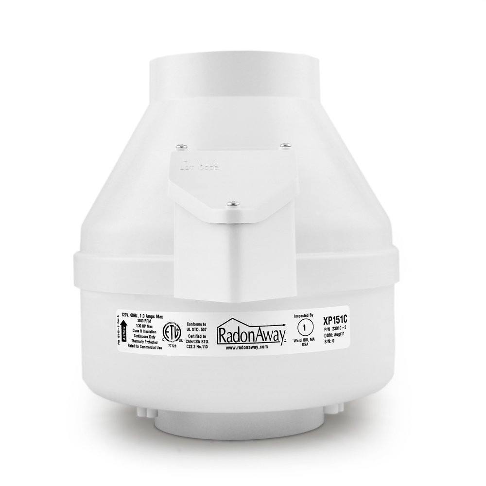 RP145C Radon Fan P/N 23030-1 Inlet/Outlet Diameter of 4.5