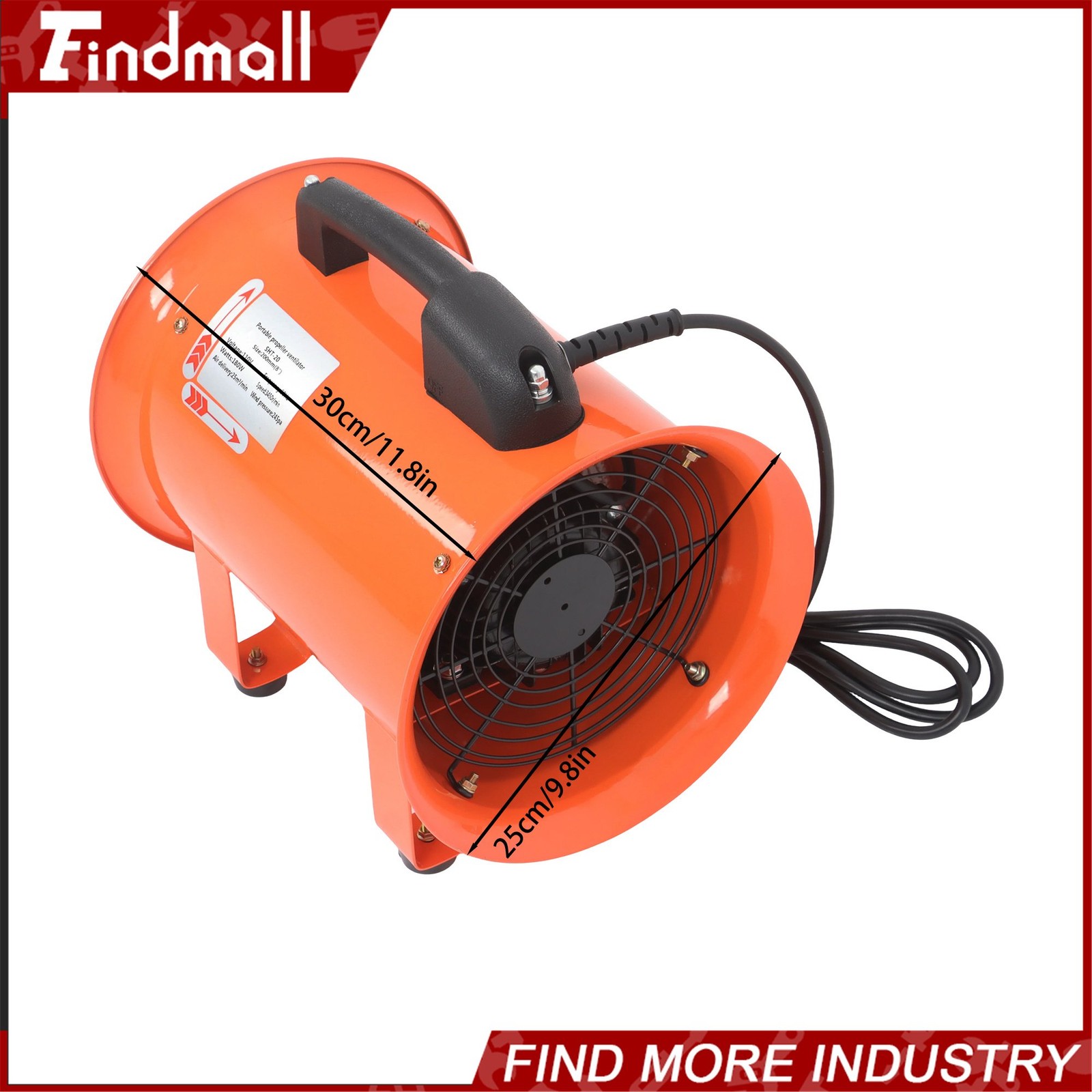 Findmall 8 Inch Portable Blower Fan 180W 900CFM 3450RPM with 33 Ft Duct Hose