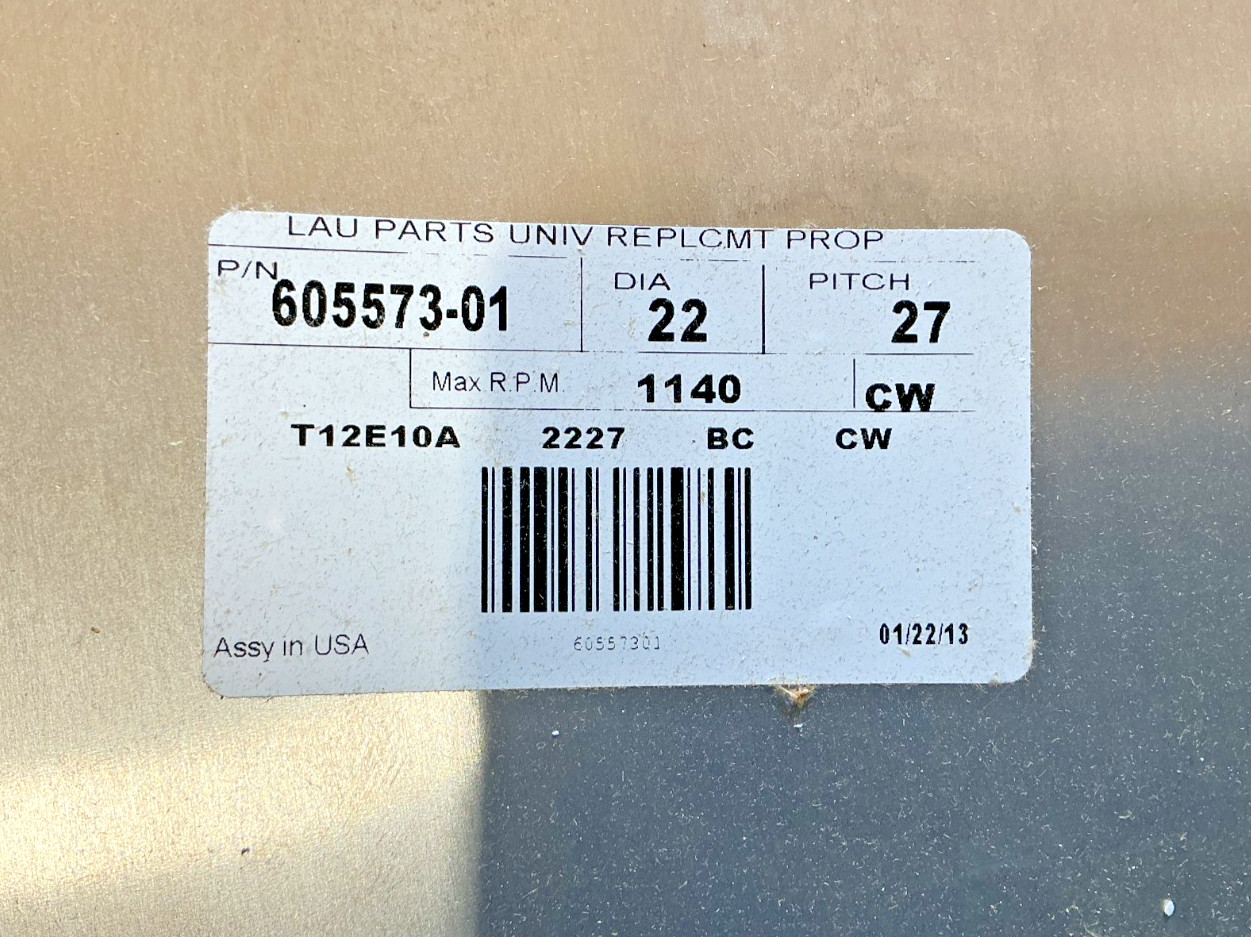New LAU Parts 60557301 Fan Blade 3-Blade Dia-22″ Pitch-27″ 1140RPM – No Box