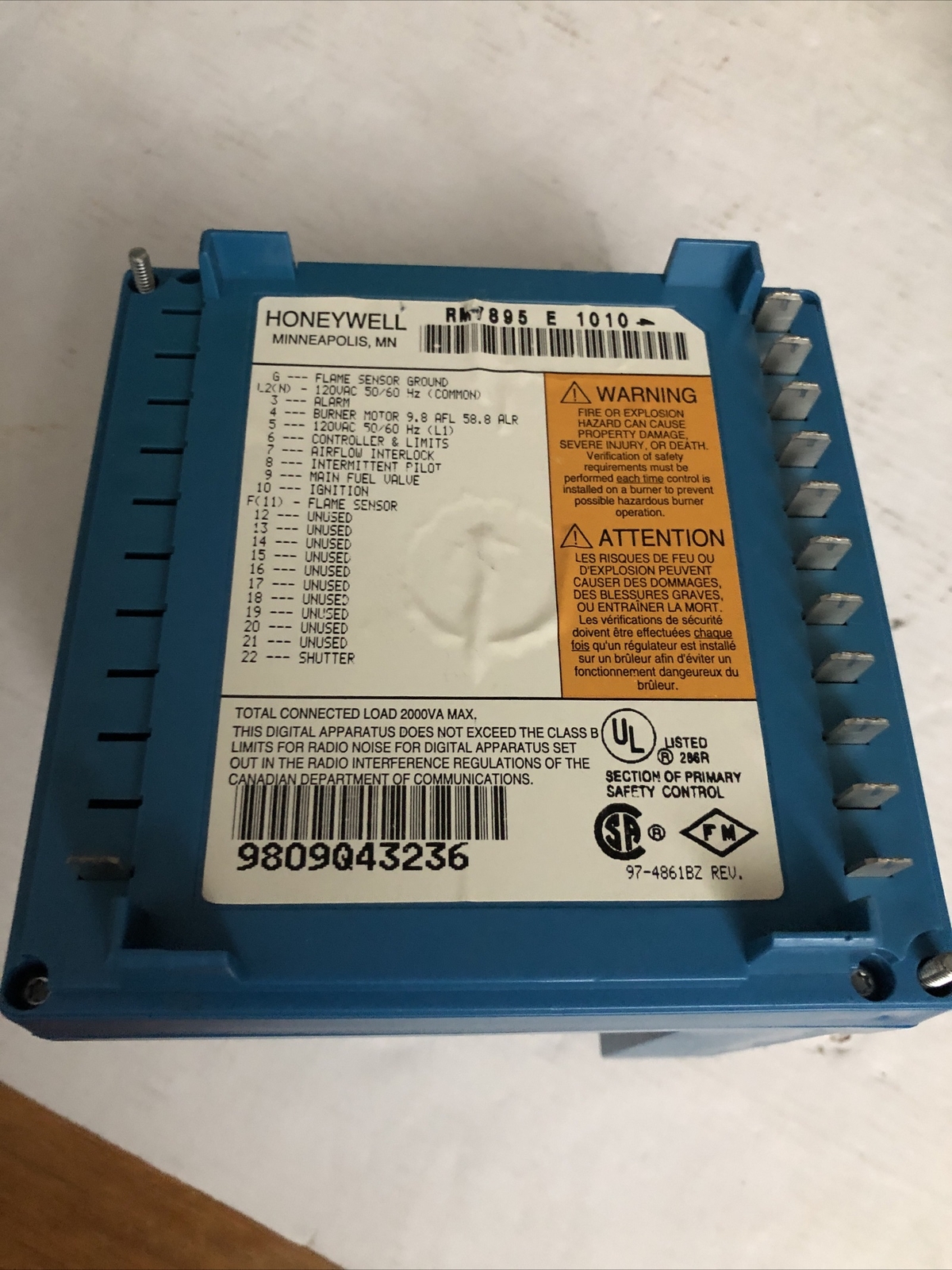 HONEYWELL RM7895E1010 BURNER CONTROL RM7895 E 1010 controller RM7895E1010,CV
