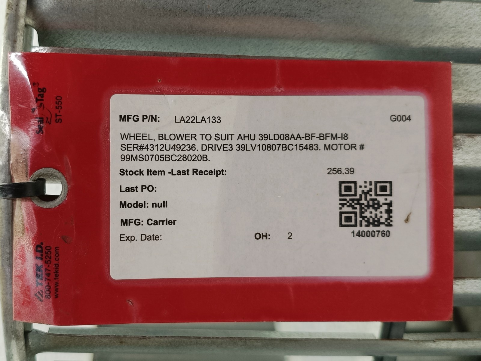 NEW Carrier LA22LA133 Blower Wheel 12×11 5/8″ Bore 39LD08 HVAC Squirrel Cage