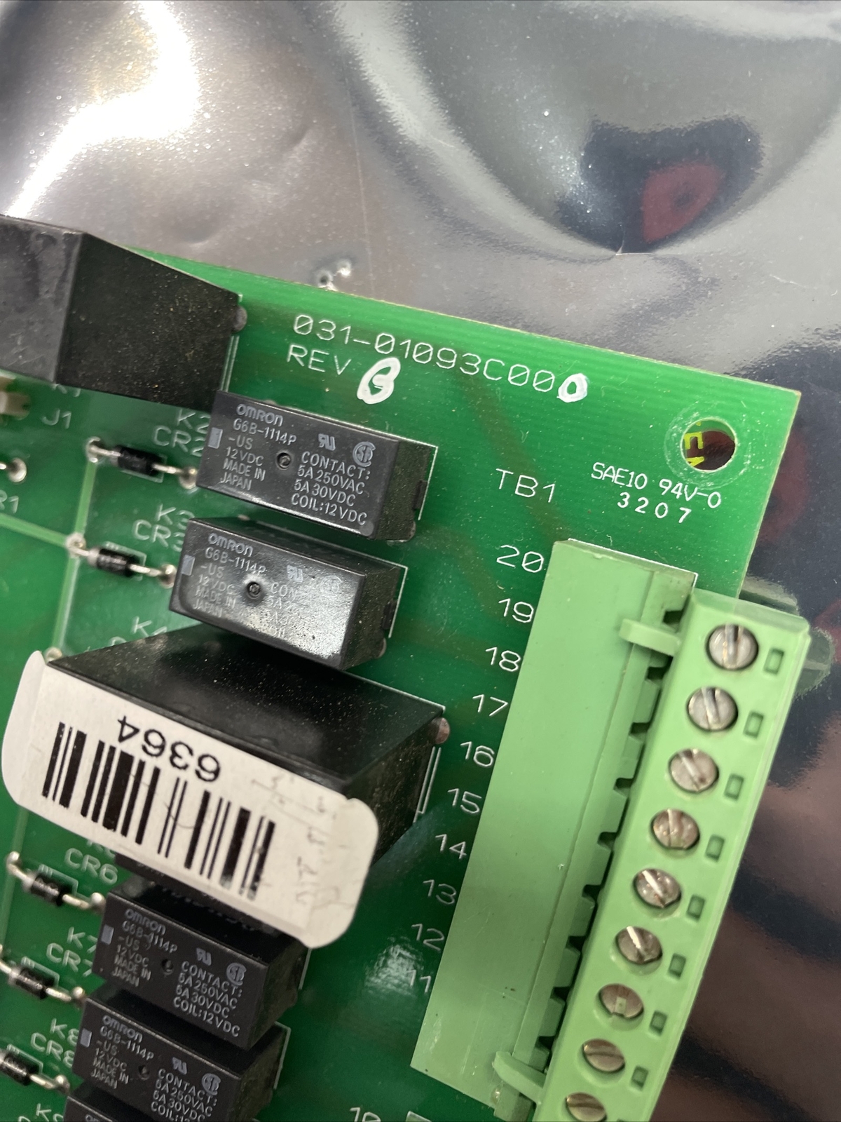 York Chiller Relay Control Board 031-01093C00 REV Y005016