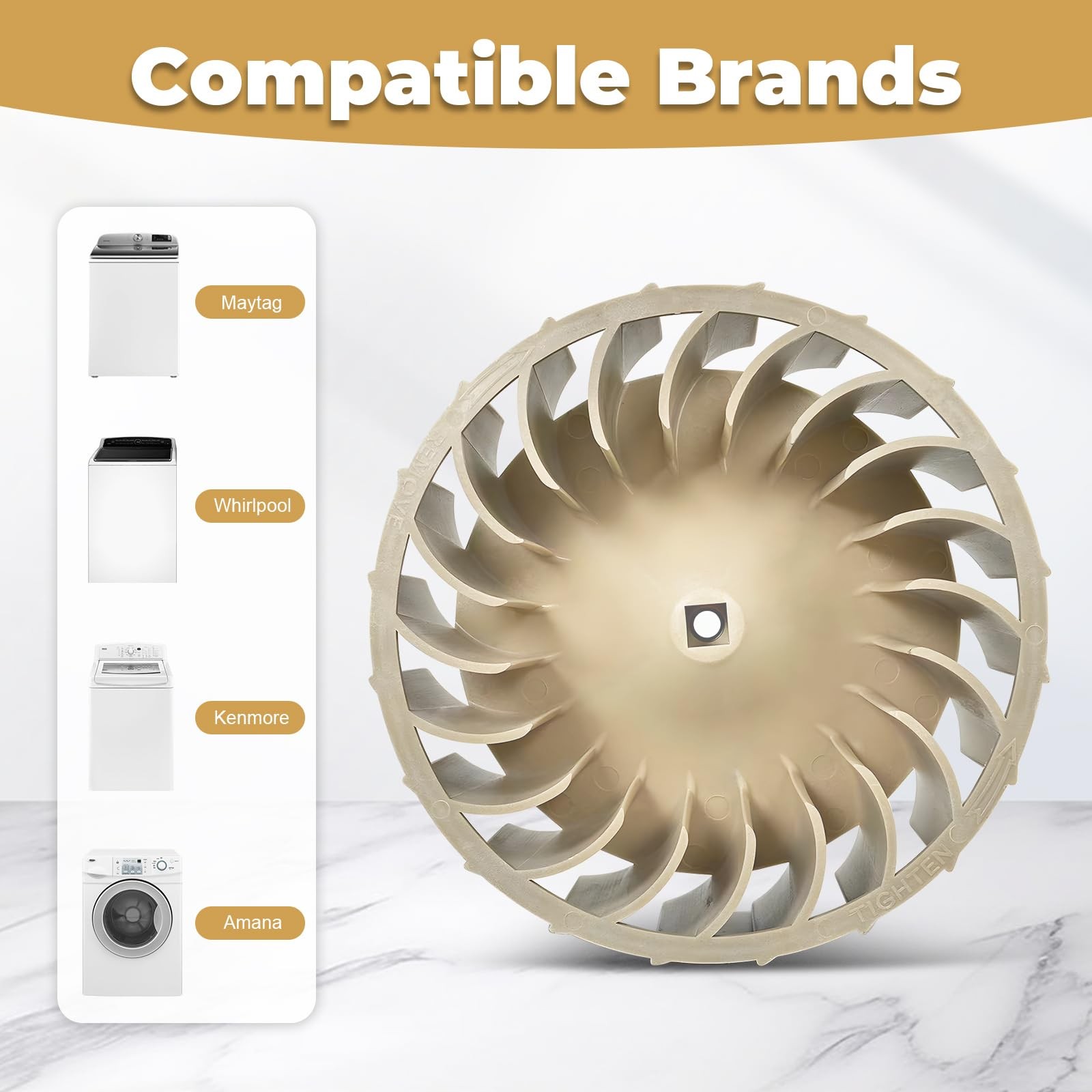 Upgrade 697772 WP697772 Dryer Blower Wheel Compatible with Whirlpool Maytag…