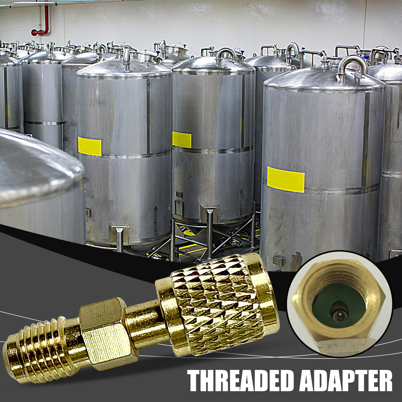 HVAC R32 Reverse Thread 1/4” Female, 1/4” Male Adapter For A2L R454B/R32 Tanks