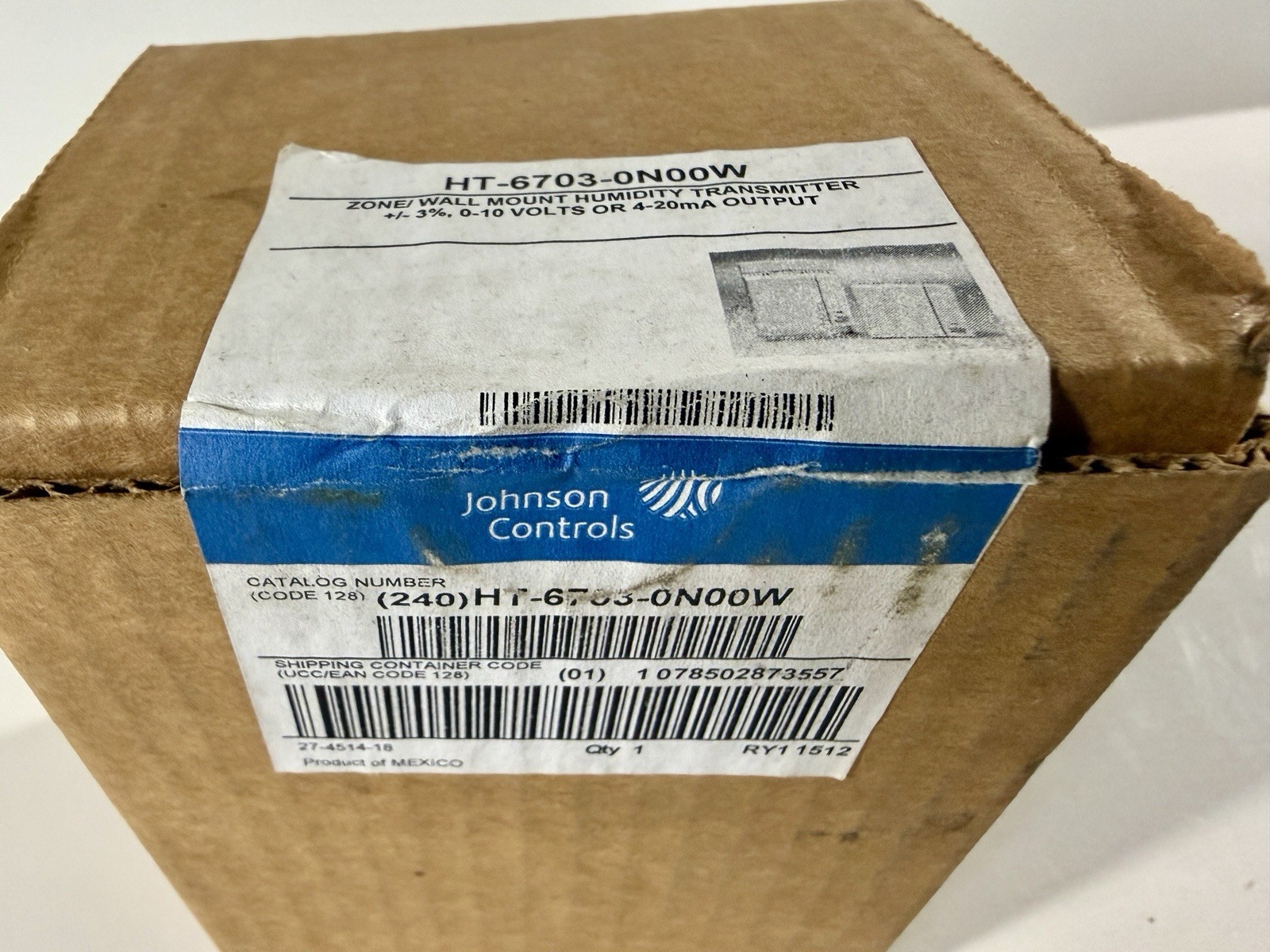 Johnson Controls HT-6703-0N00W Zone/Wall Mount Humidity Transmitter – Brand New