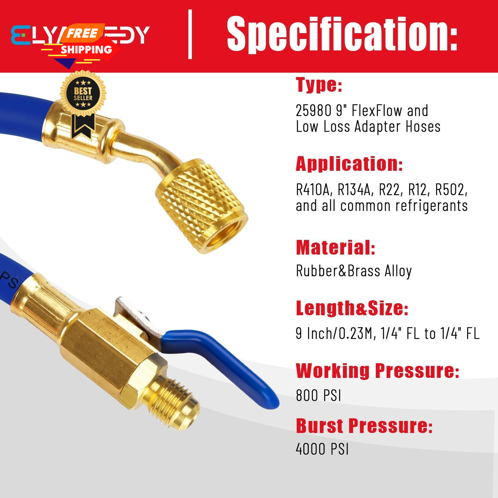 25980 1/4″ Internal Diameter FlexFlow and Low Loss Adapter Red/Yellow/Blue