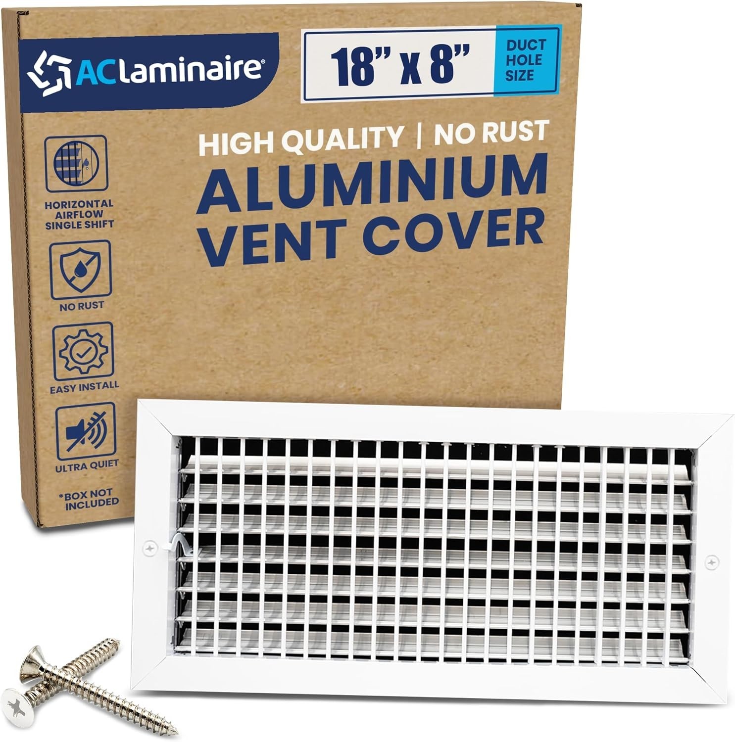 ACLAMINAIRE 18×8 Duct Opening Adjustable Aluminum HVAC Register Vent Cover Grill
