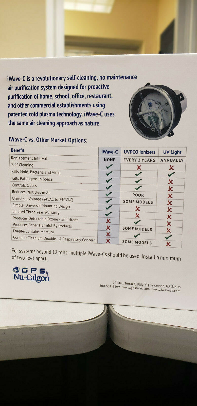 Nu-Calgon iWave-C 4900-10 Commercial Ion Generating IAQ Air Cleaner