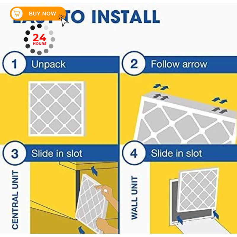 Aerostar 16x24x1 MERV 8 Air Filter, 6 Count, ACTUAL SIZE (15.75 6 PACK, White