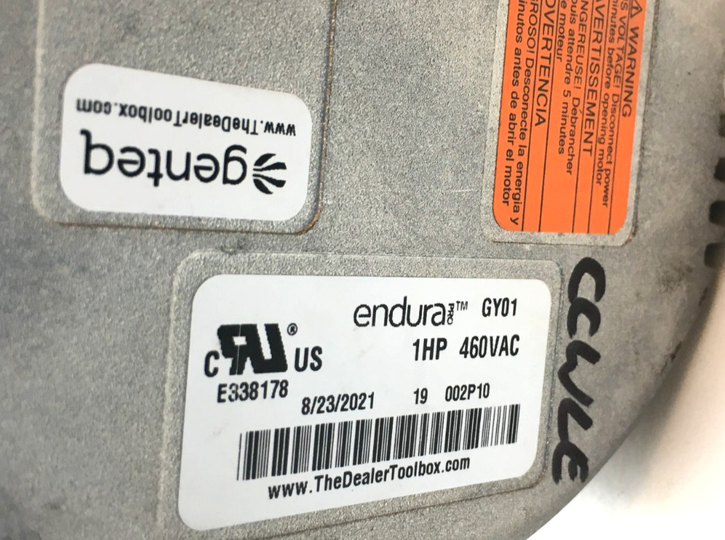 Genteq Endura Pro GY01 460VAC 1HP CCW Lead End rotation used #W264
