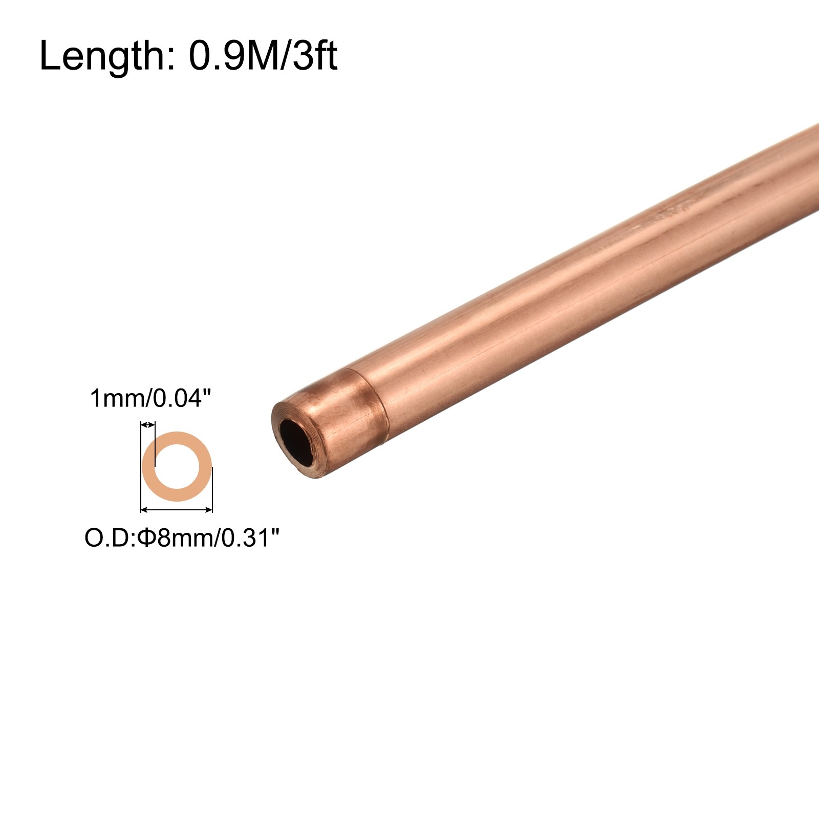 Copper Tube 5/16” OD x 3Ft Refrigeration Flexible Pipe Seamless Hollow
