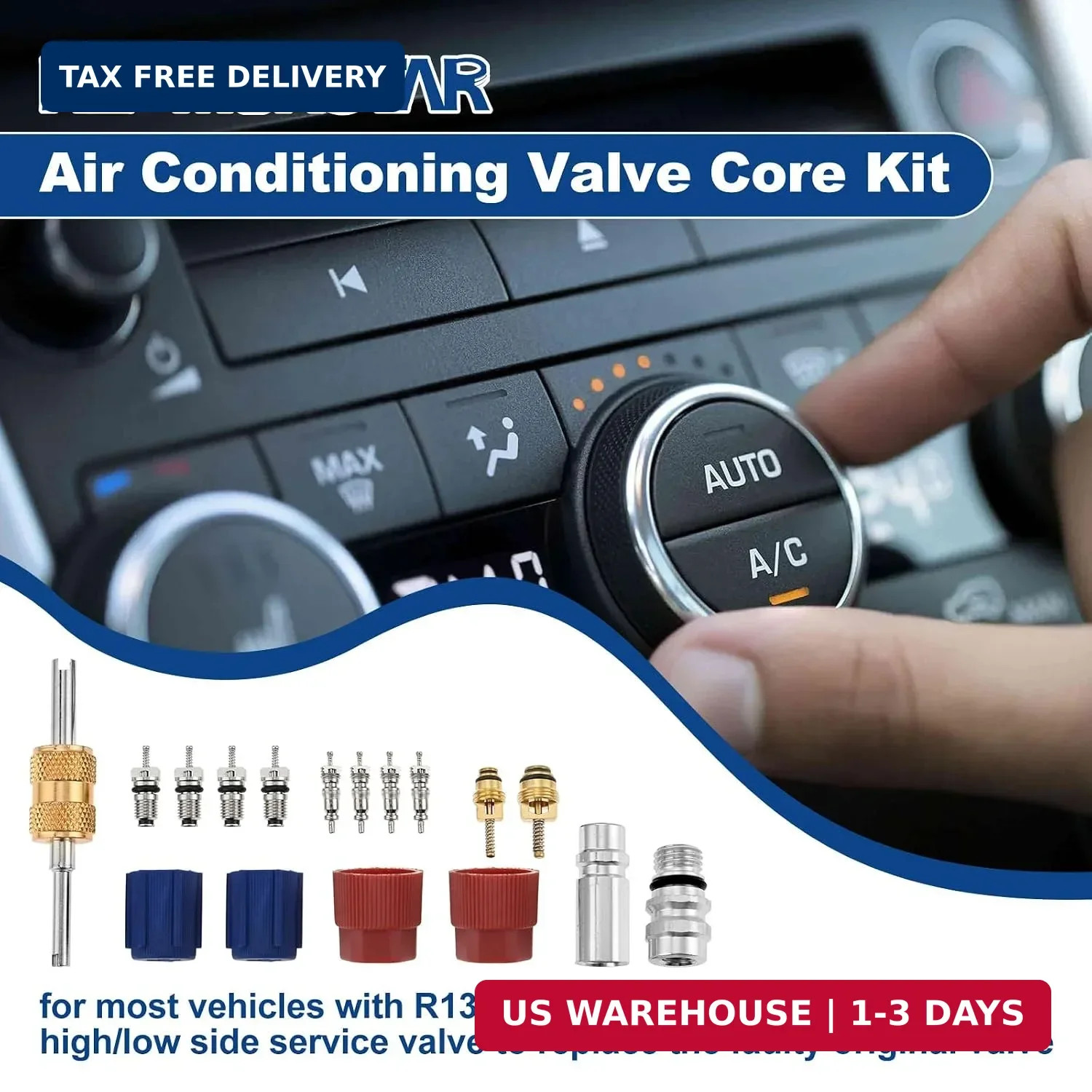 Air Conditioning Valve Core Kit, 17Pcs R134a Valve Core, 270Pcs Green Rubber O-R
