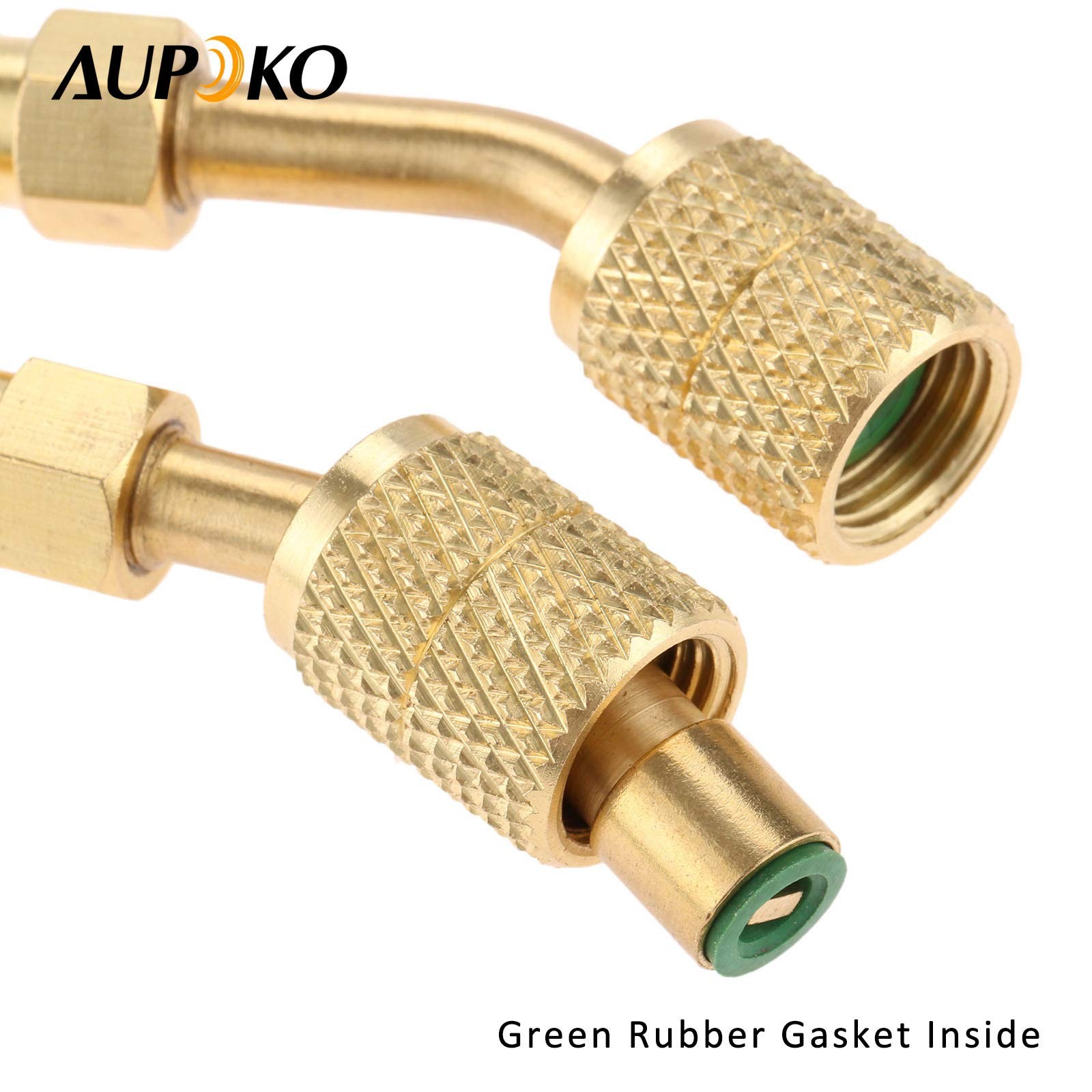 R410A Adapter 5/16″ SAE Female Quick Couplers to 1/4″ Angled Type, Gold