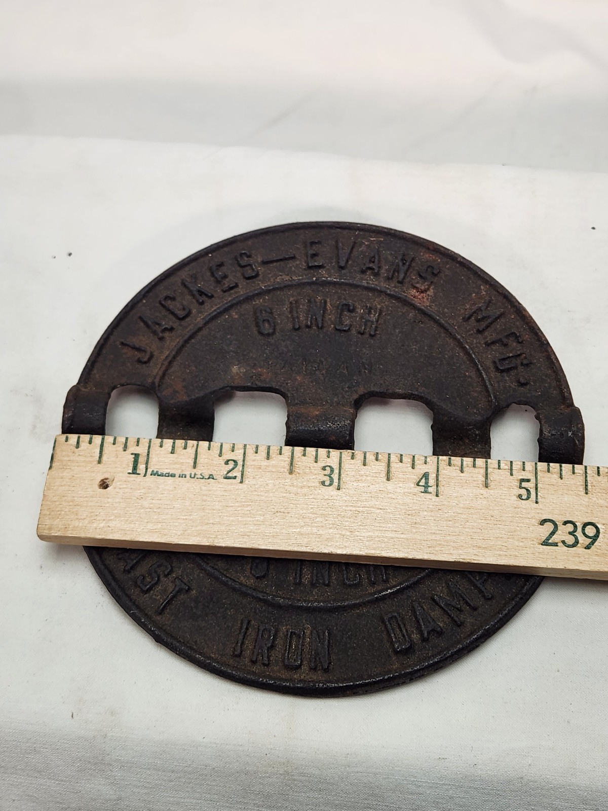 Jackes-Evans Mfg. 6 Inch Cast Iron Flue Damper Wood Stove Furnace Wall Hanger