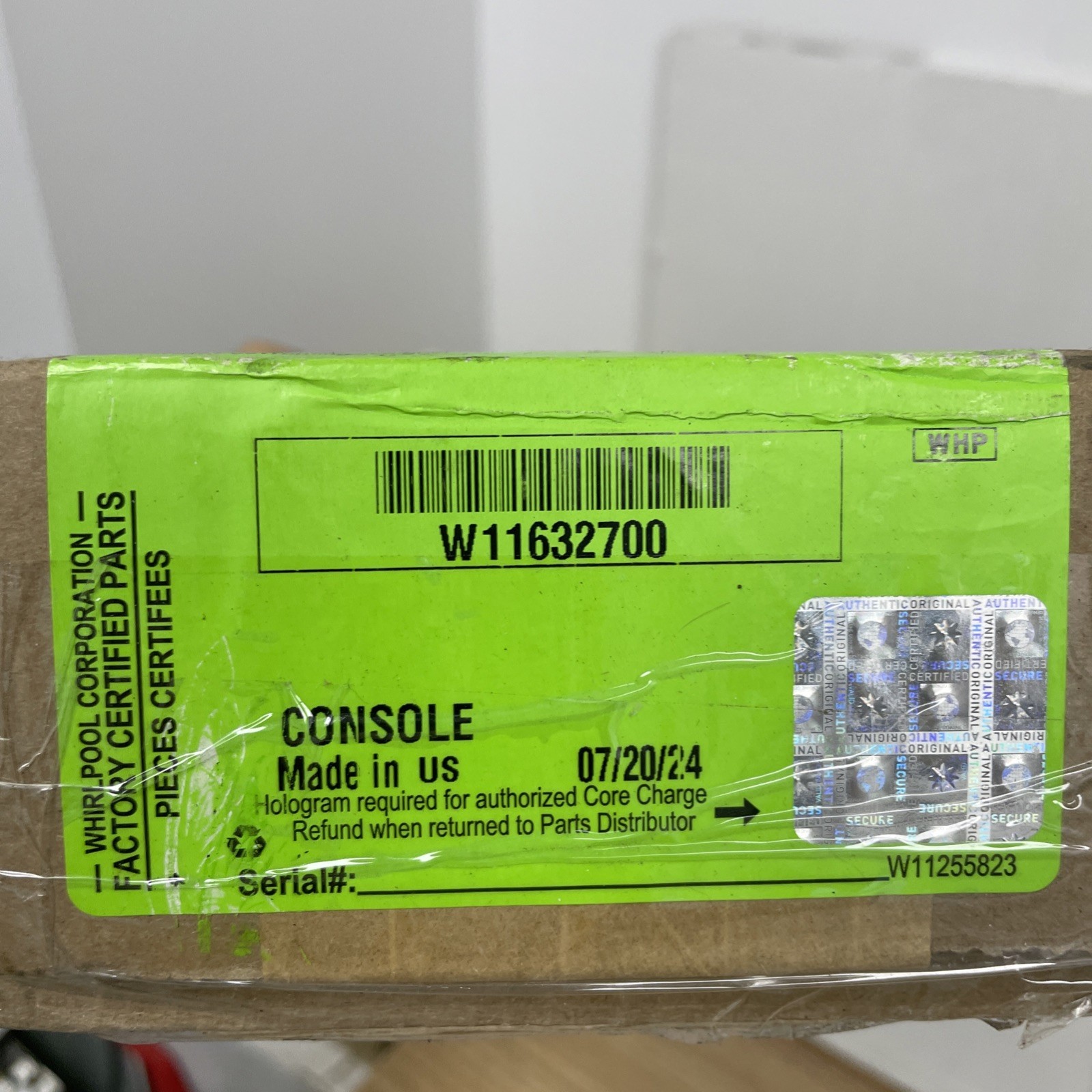 Whirlpool W11632700 Console Assy 1/2″ Black