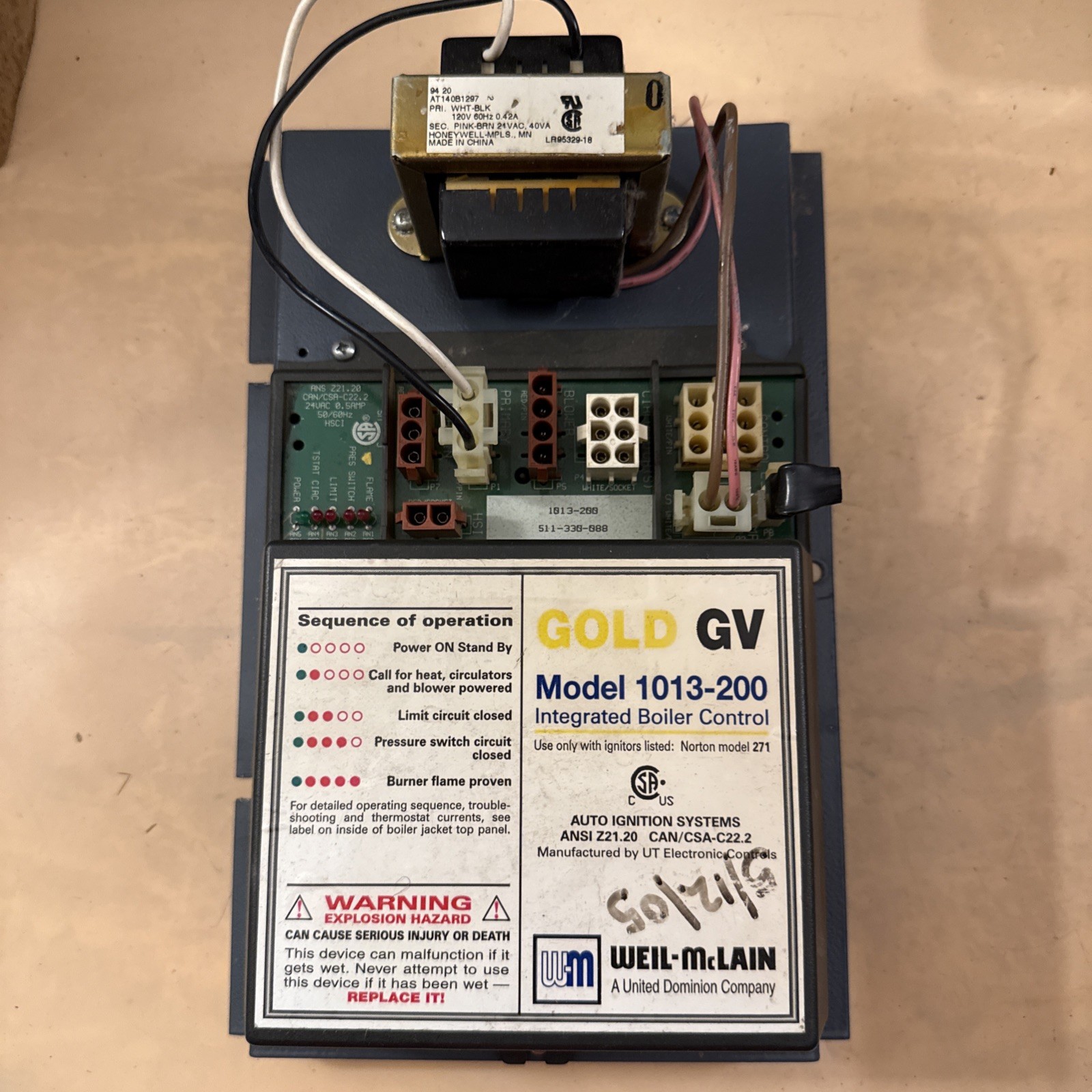 Weil McLain 1013-200 Gold GV Integrated Boiler Control Board 511-330-088 Tested