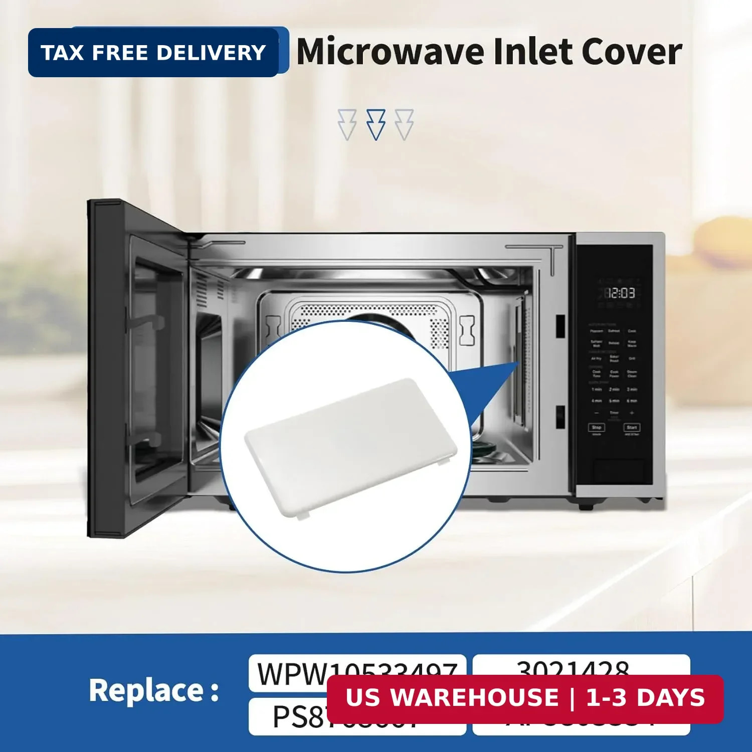 W10533497 3021428 Microwave Inlet Cover Replacement Compatible with Whirlpool Ma