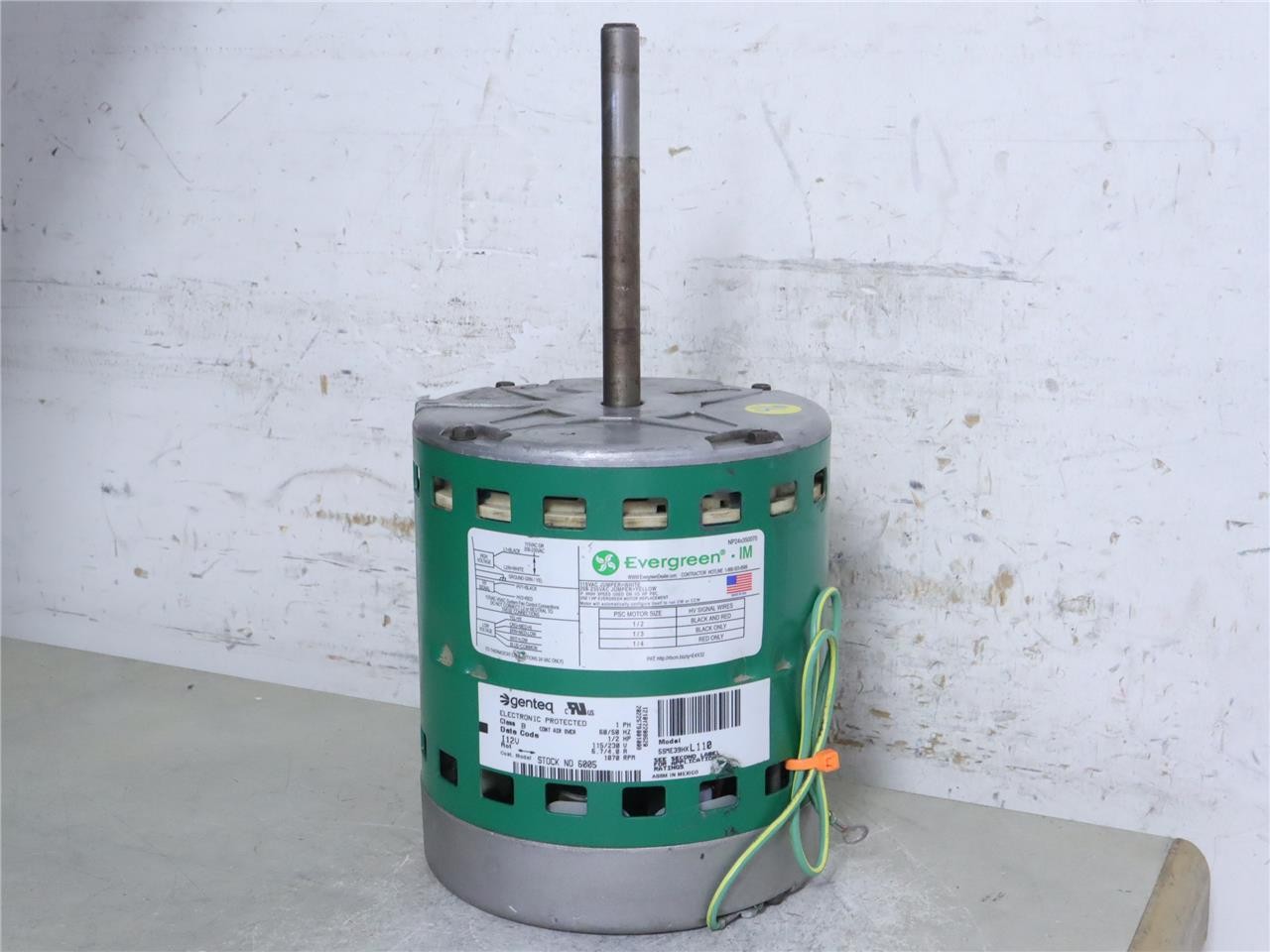Genteq 5SME39HXL110 ECM Blower Motor 1/2HP 1PH 115-230V 6005 Evergreen IM GX03