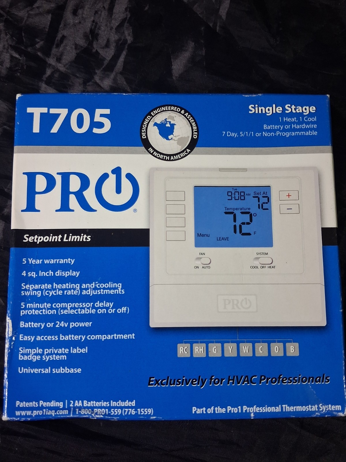 PRO1 T705 1 Heat/1 Cool Programmable Thermostat 7-Day/5-1-1 Digital C-Wire