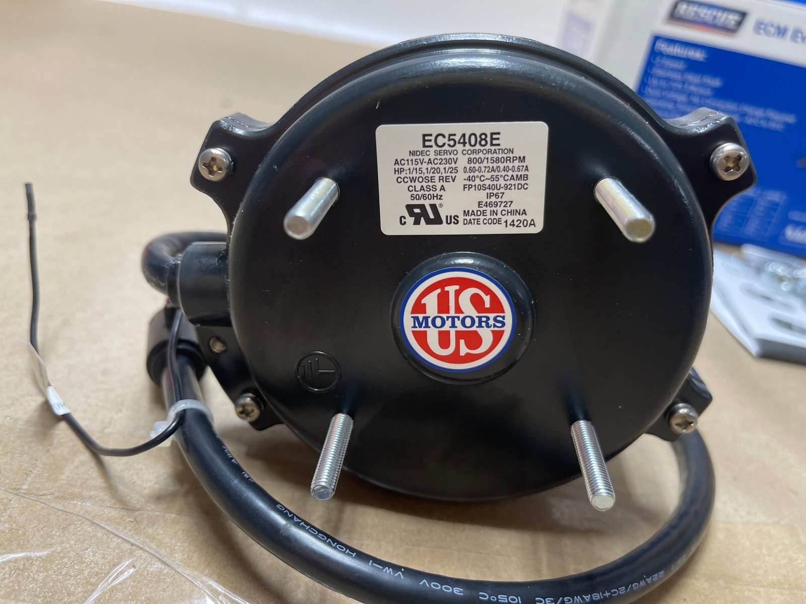 EC5408E ECM Evaporator Motor 30-50W 1/25-1/15HP, 115-230V, 1550/800RPM TEAO