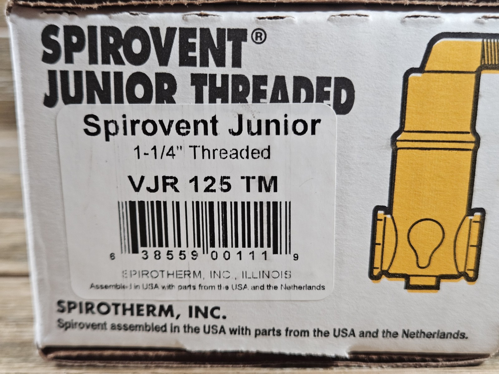 1-1/4″ NPT Threaded Spirovent Junior VJR 125 TM Air Eliminator by Spirotherm