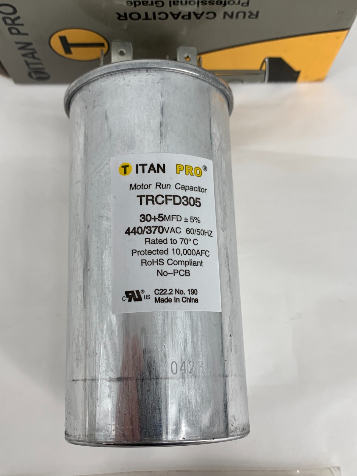 Titan Pro TRCFD305 Run Capacitor 30+5 MFD 440/370VAC Round