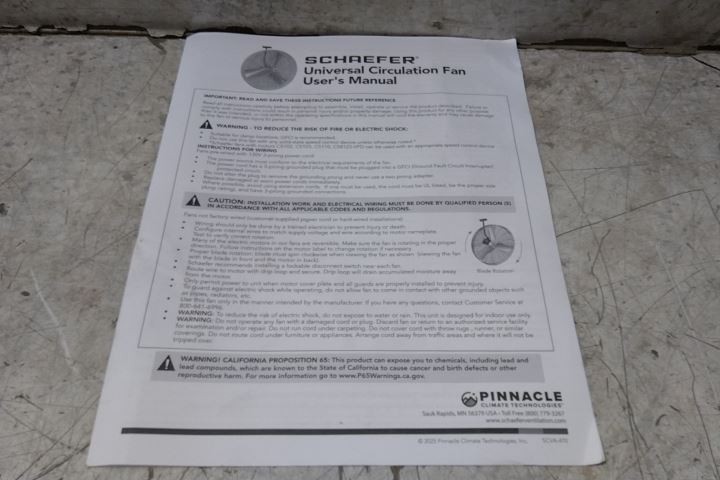 Schaefer GVK12 1/10 HP 115/230VAC 12 In Blade Dia Standard-Duty Industrial Fan