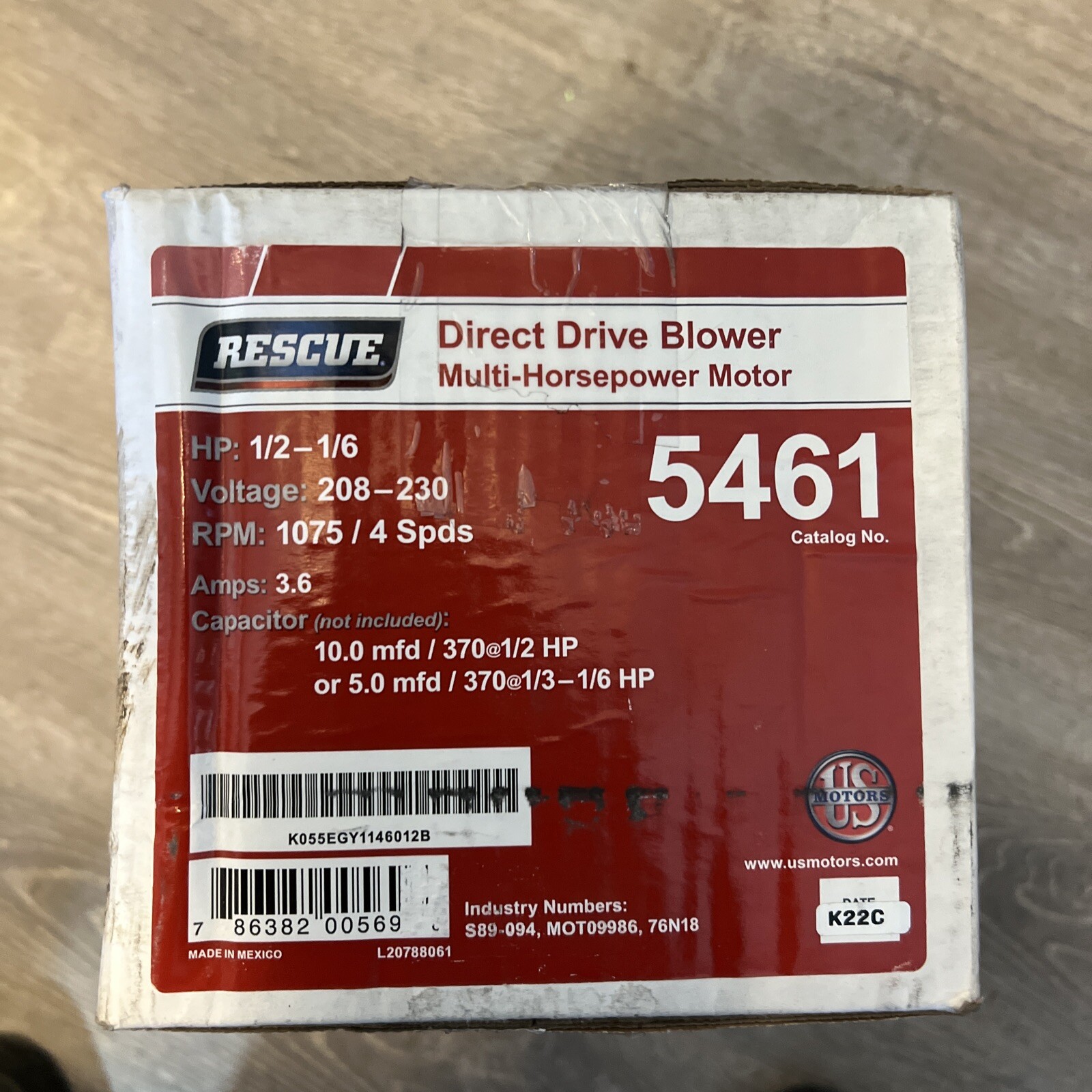 US Motors Rescue 1/2-1/6 hp 1075 rpm, 6 poles, 1 shaft, OPAO Enclosure, 4 speed,