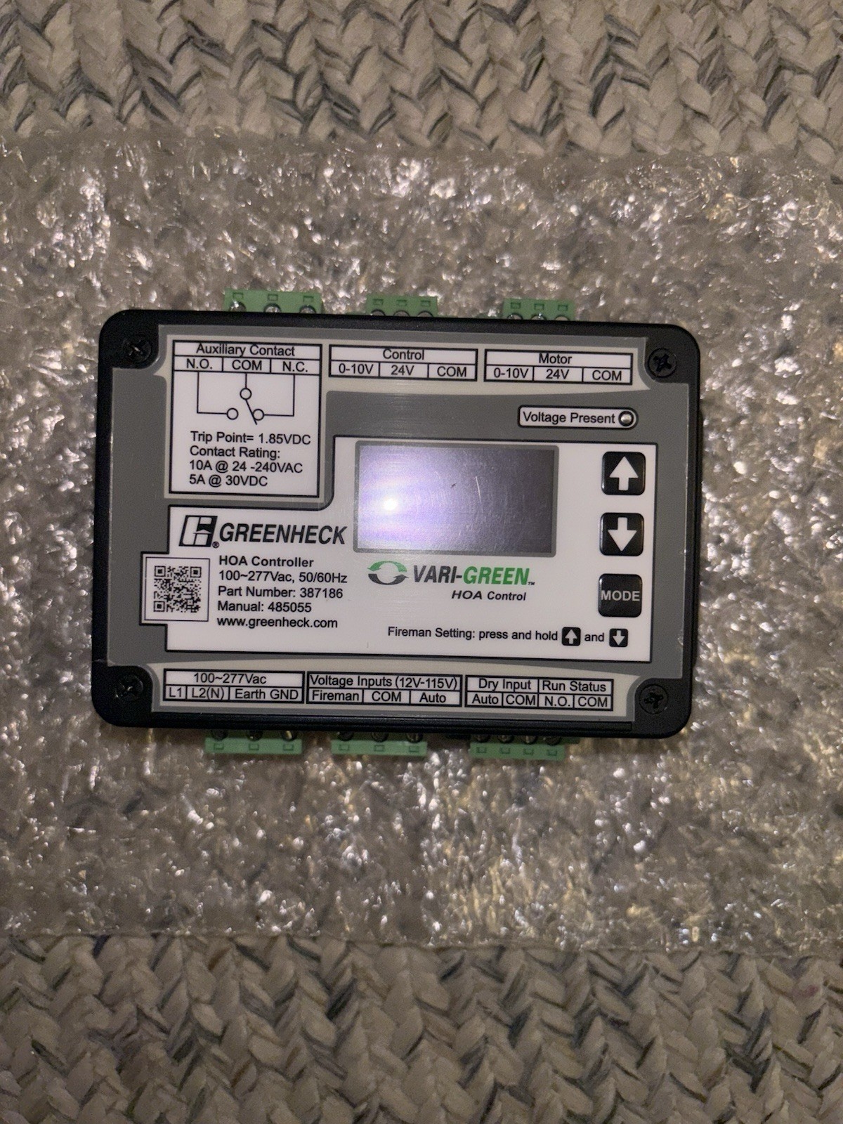Greenheck 387186 Vari-Green HOA Control 100-277VAC 50/60 Hz Brand New No Reserve