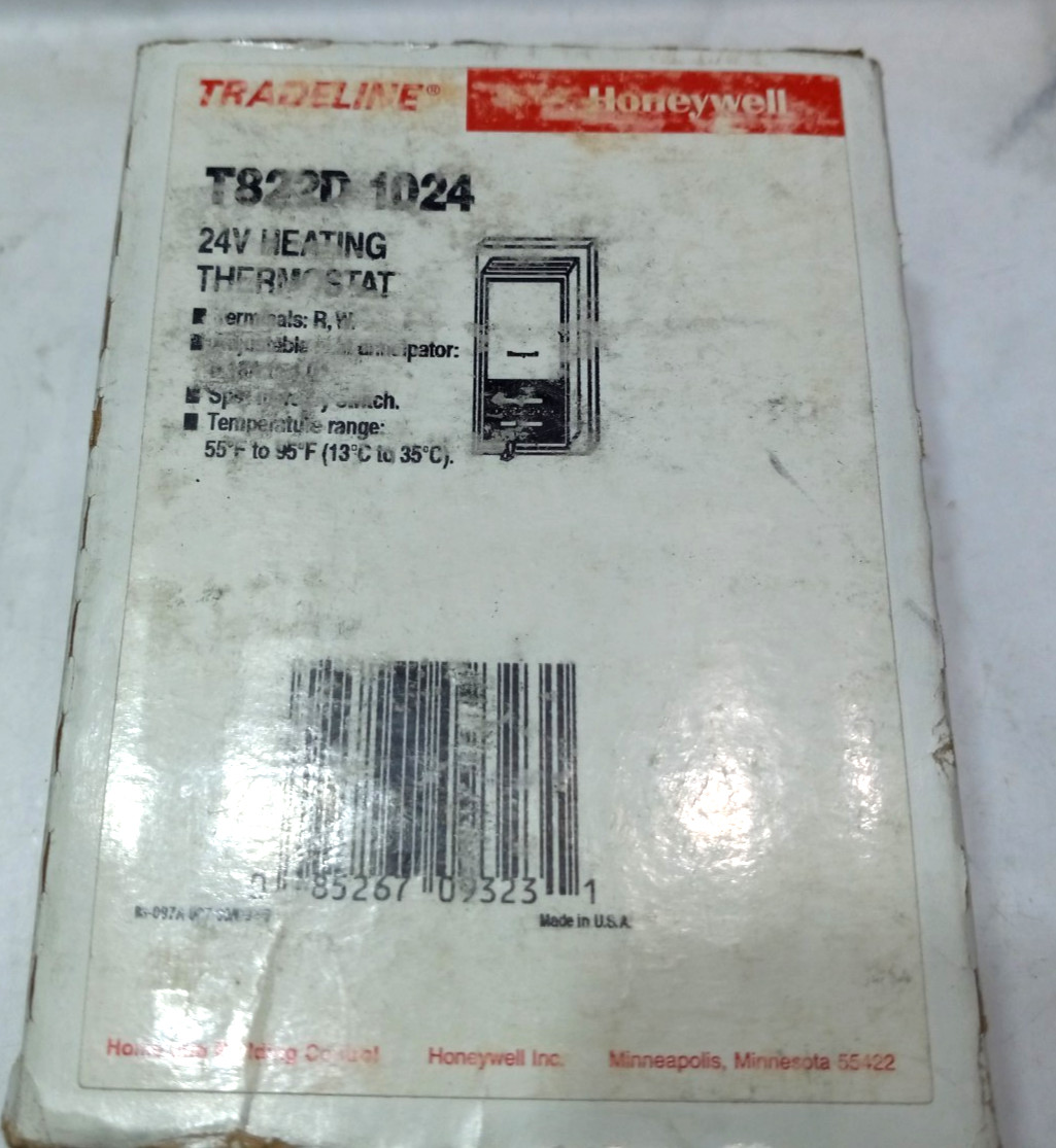 Honeywell Thermostat T822D 1024 T822D1024 Heat Only Genuine OEM USA Made
