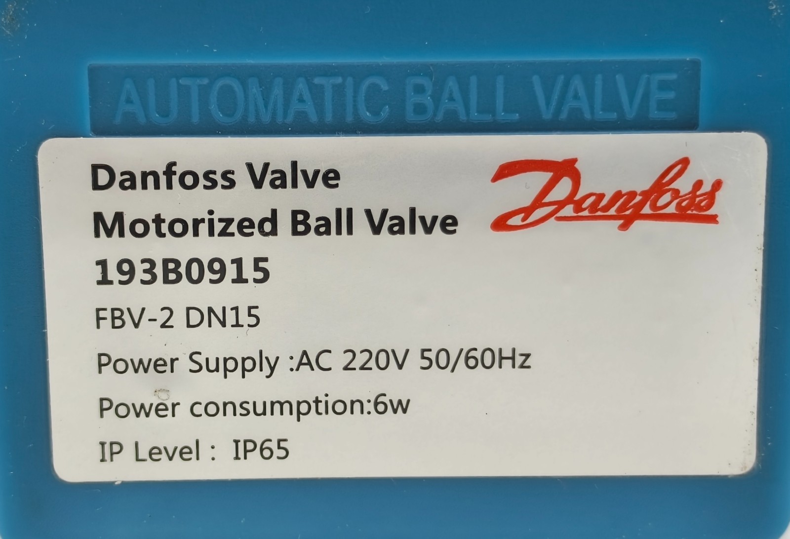 Danfoss Motorized Ball Valve Automatic FBV-2 193B0915 DN15 IP65 220VAC 50-60HZ