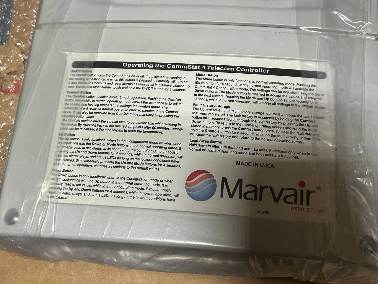 Marvair CommStat 4 Telecom HVAC Controller AZ2400-LF New open Box