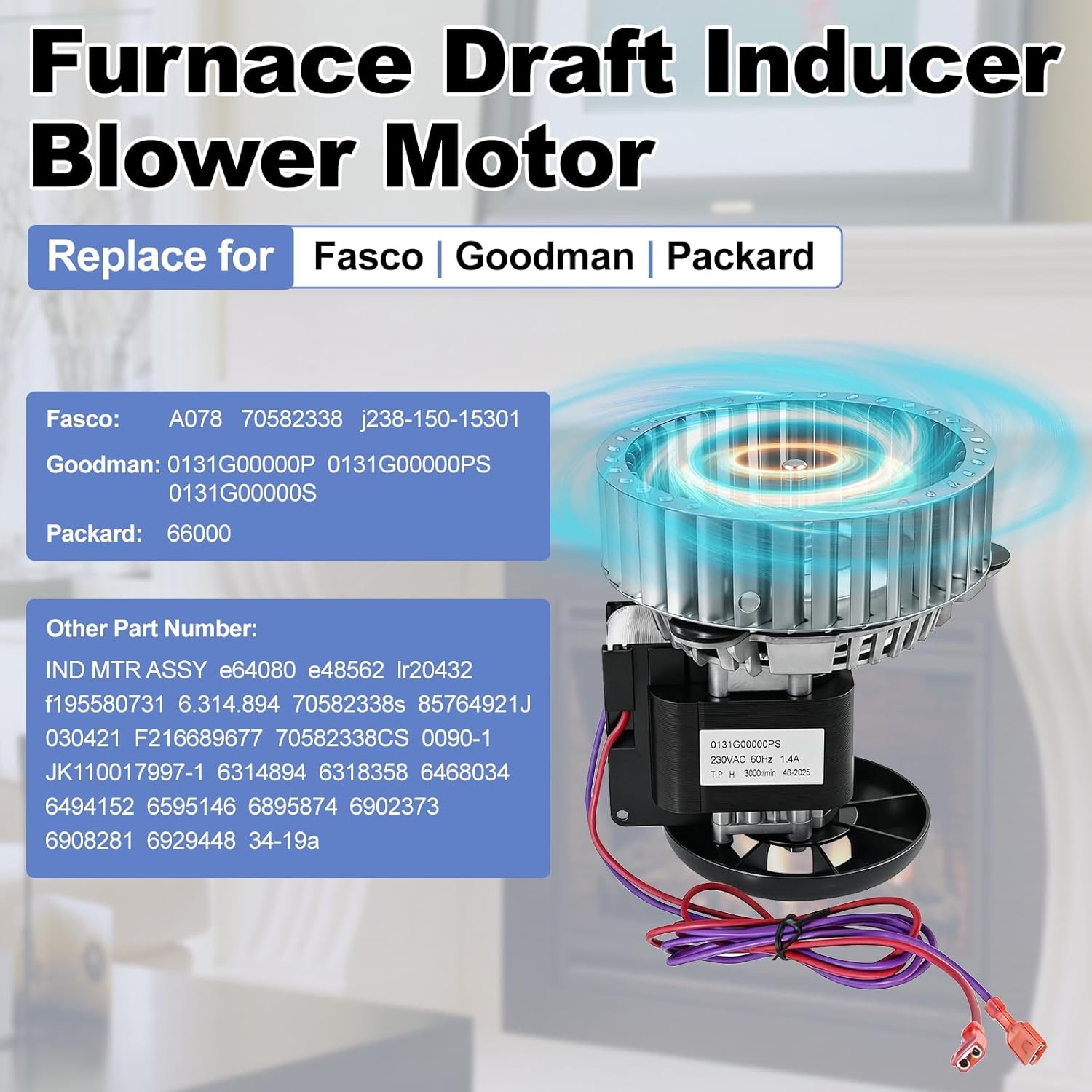 A078 Central Furnace Blower Motor for Goodman 0131G00000PS / Fasco 70582338 NEW