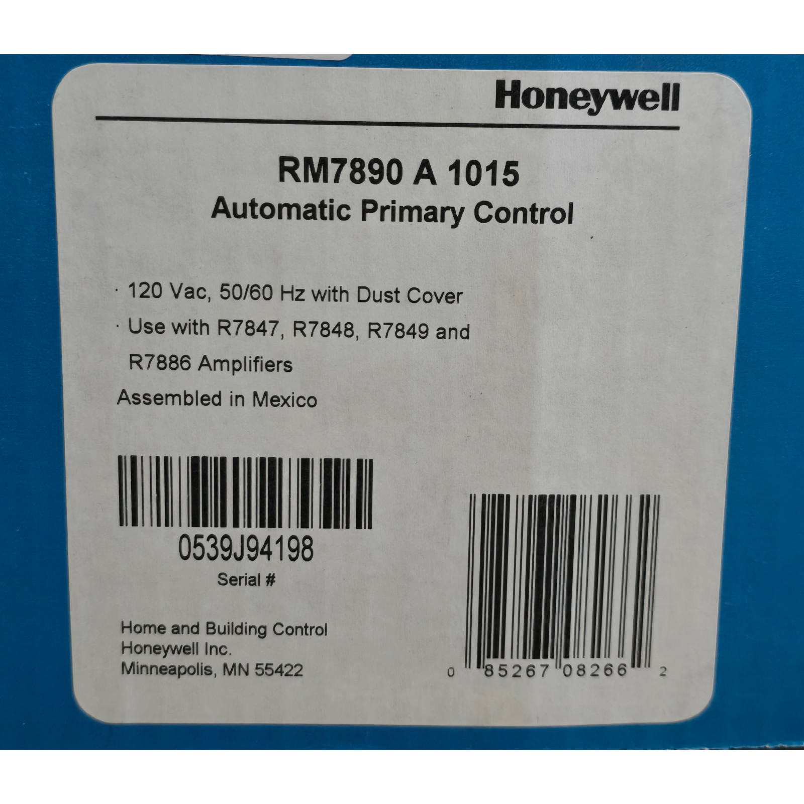 HONEYWELL RM7890 A 1015 / RM7890A1015 AUTOMATIC PRIMARY CONTROL 120VAC NSMP