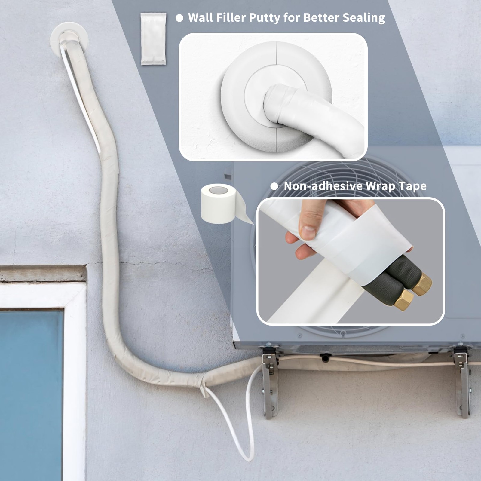 Flamorrow Mini Split Cover Wall Sleeve for Air Conditioning Line Set White
