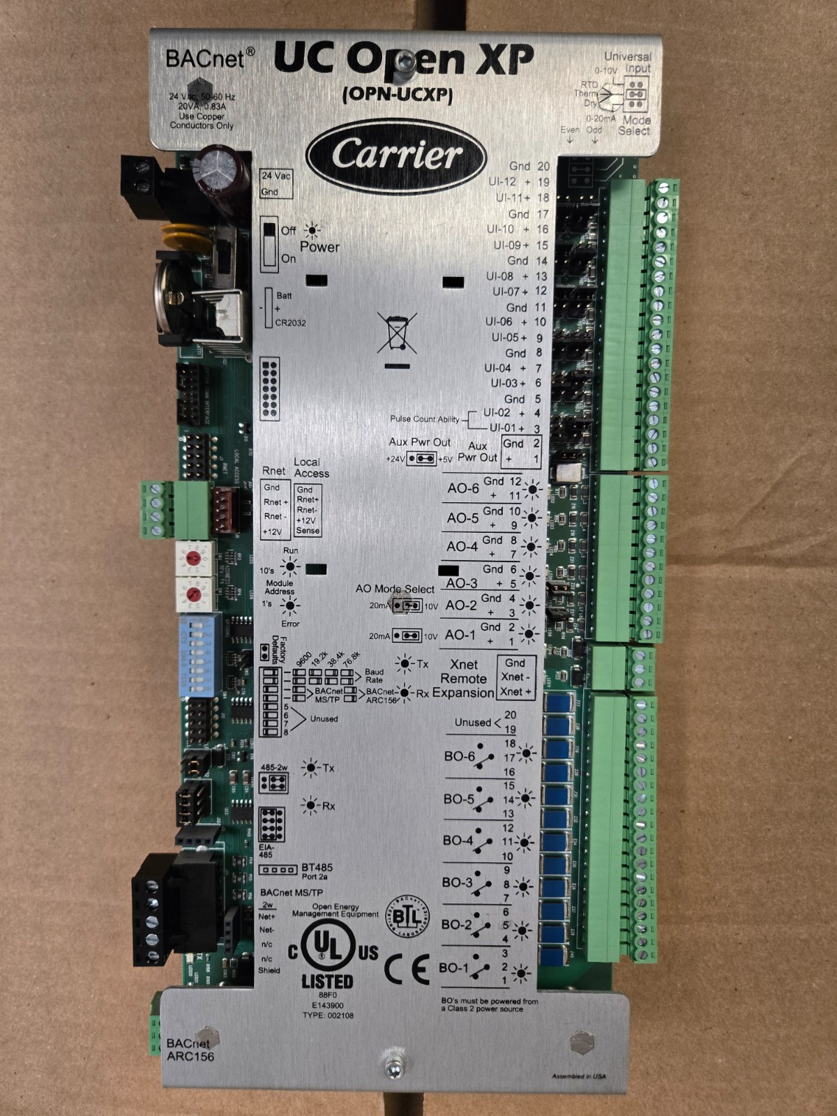 Carrier BACnet UC Open XP Controller (OPN-UCXP)