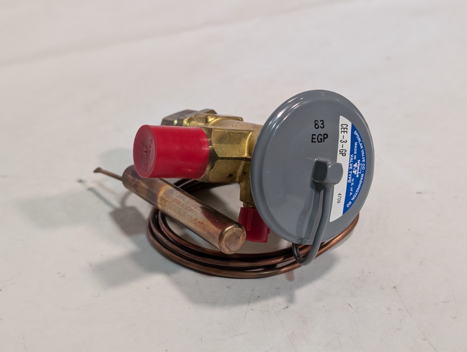 Sporlan CEE-3-GP thermostatic expansion valve, 3/8×1/2 SAE, 1/4 EQ, 60in cap