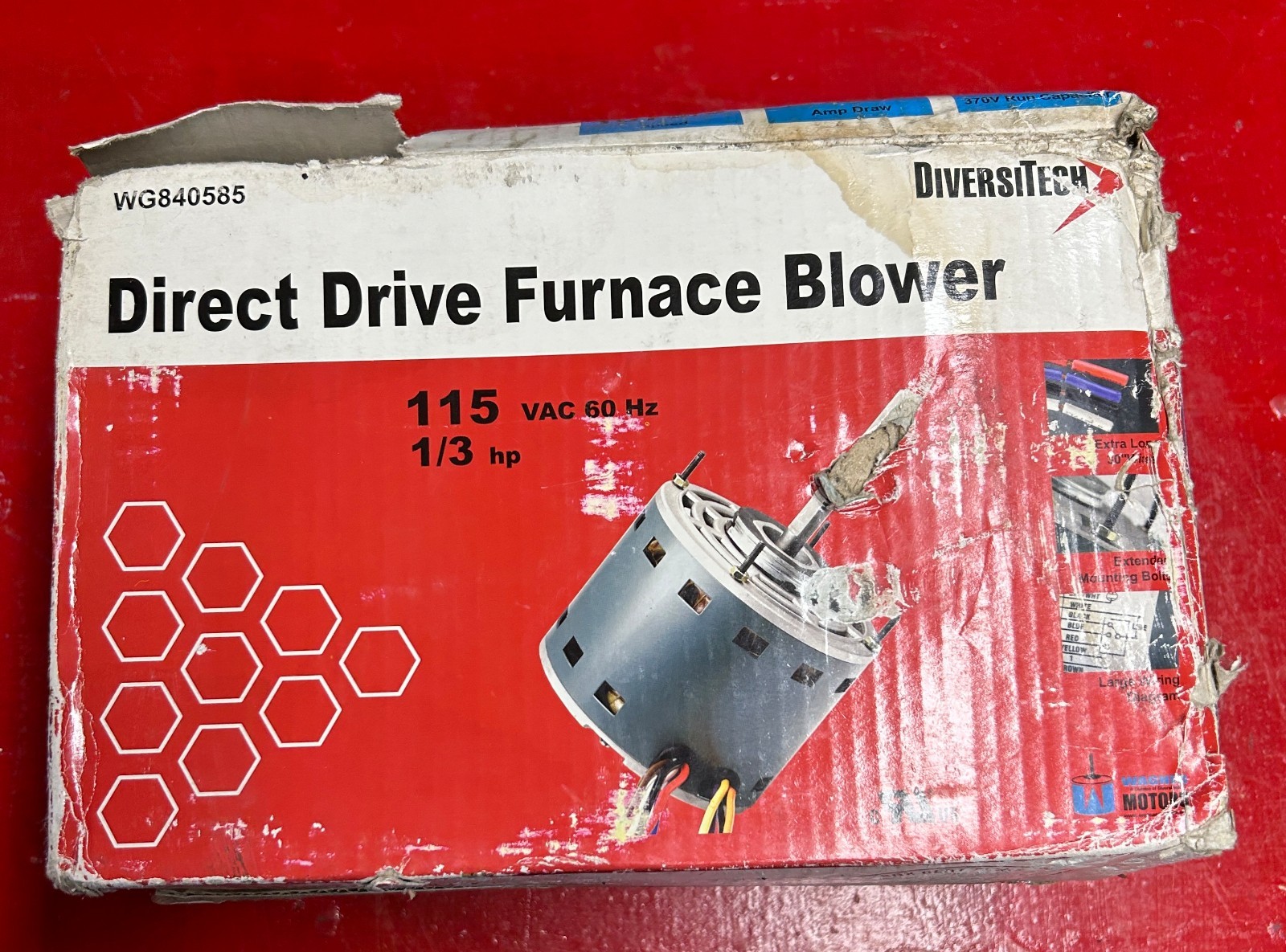 NEW Diversitech WG840585 Motor, 1/3Hp, 115V, Grey, Furnace blower motors