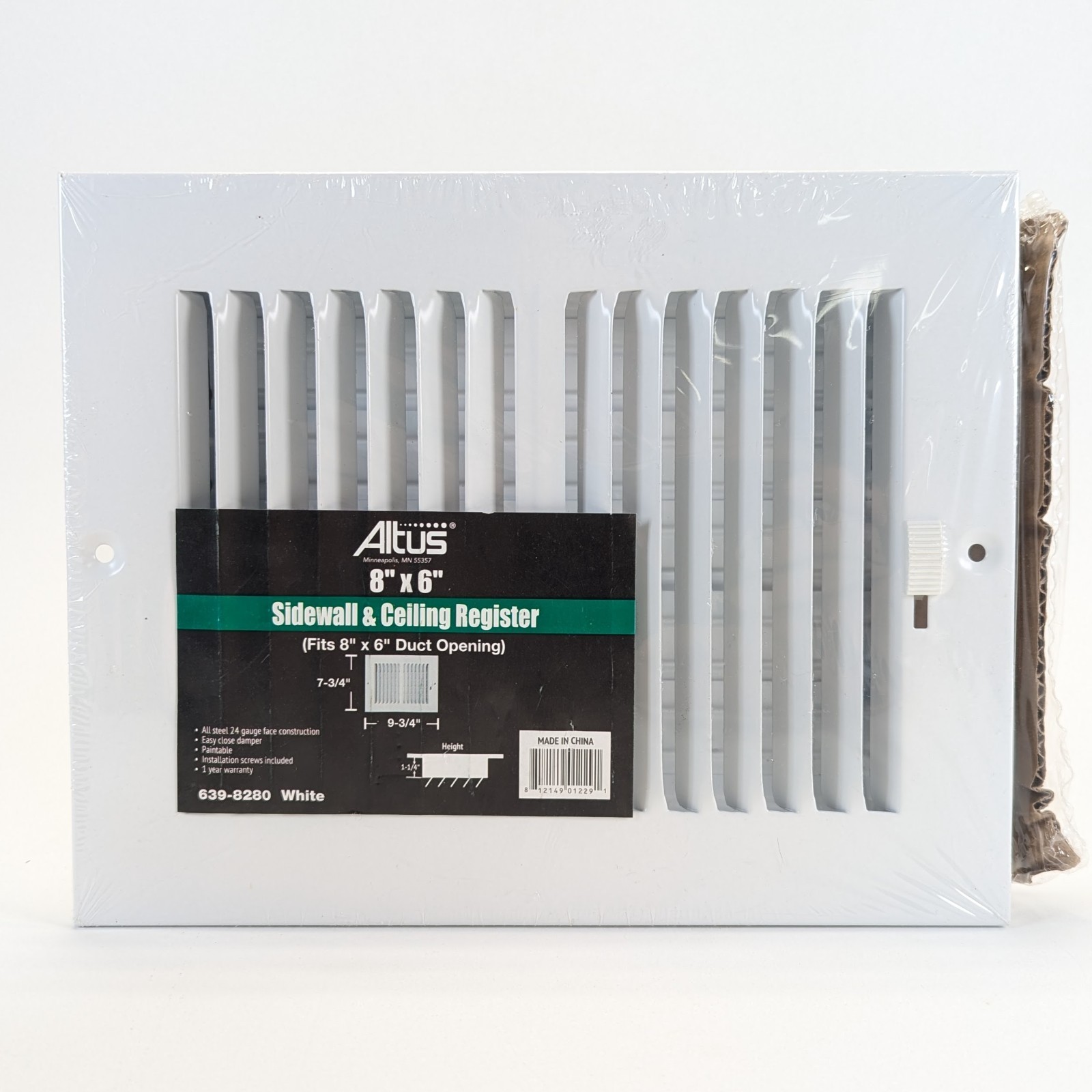 Steel Supply Air Diffuser 8×6 White Vent Cover Ceiling Wall HVAC
