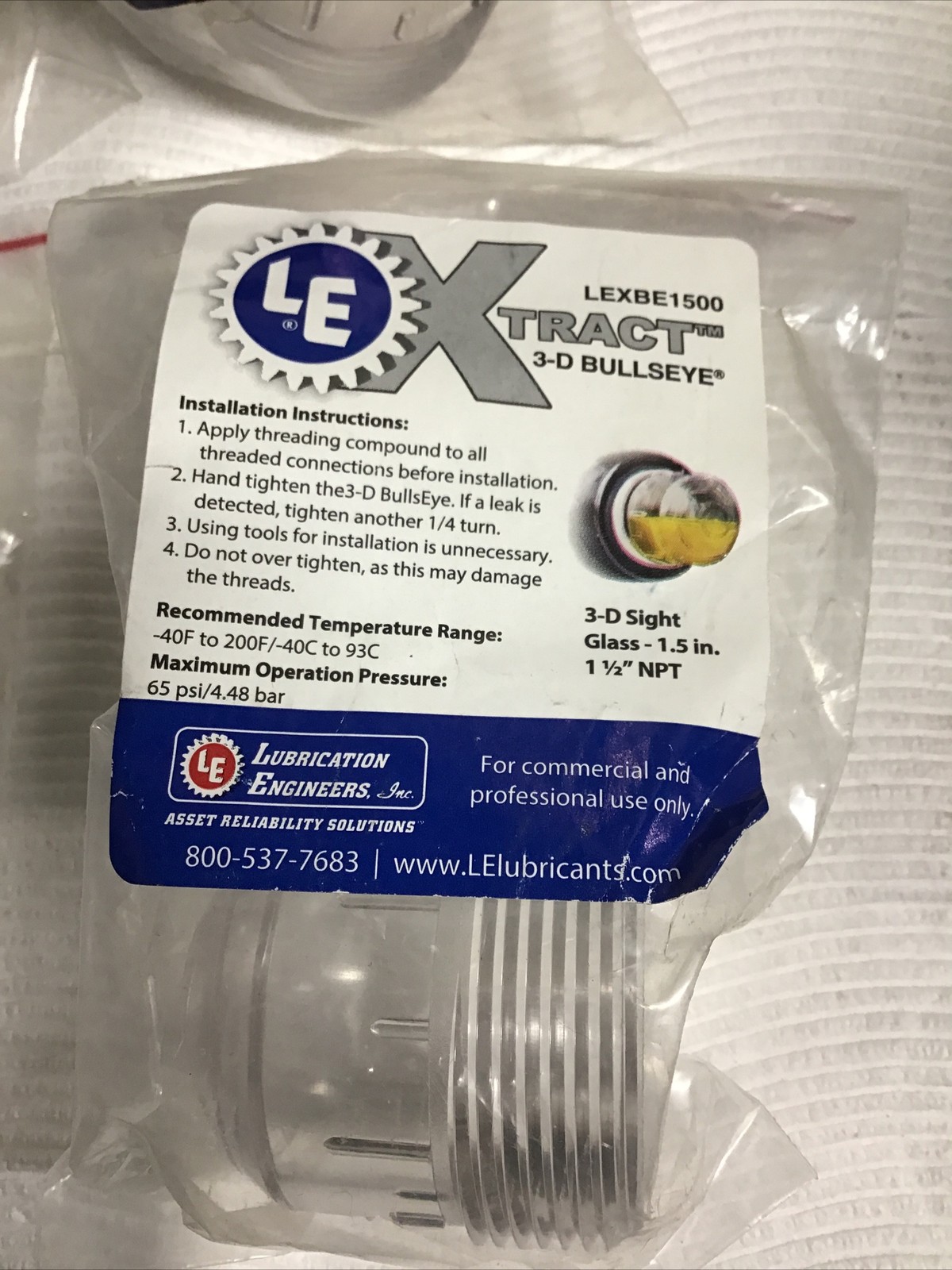 Lot Of 4 LE Lexbe 15001-1/2” Npt Clear Plastic Sight Glass Window -NOS