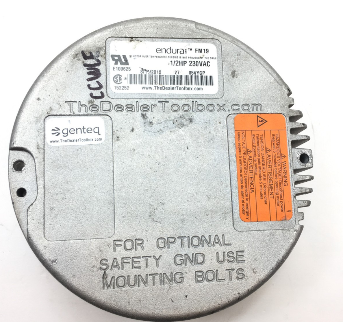 Genteq Endura FM19 Module ONLY 1/2HP 230V CCW LE rotation used #J162