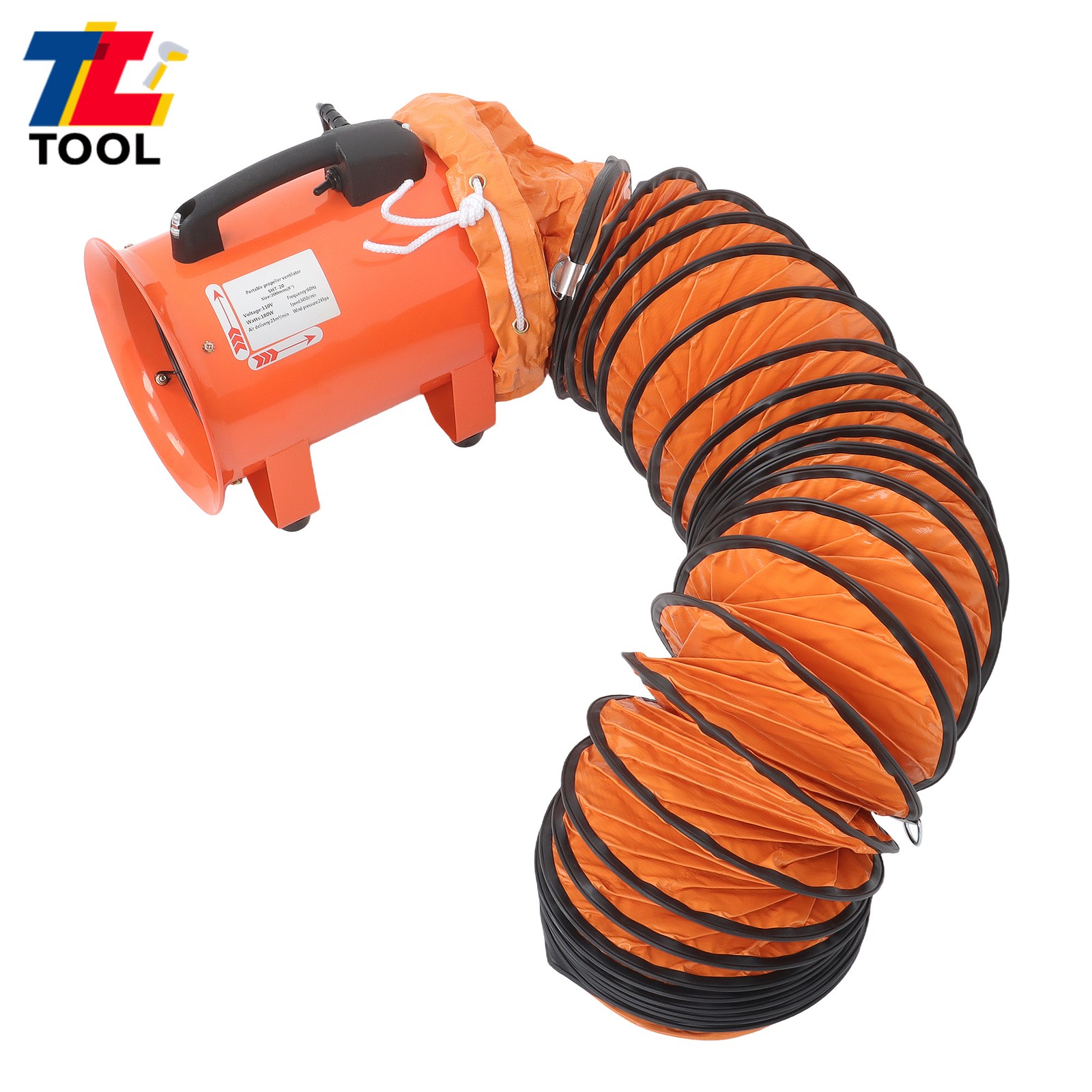 8 Inch Blower Fan 900CFM 3450RPM Portable Ventilator Blower w/ 16.4 Ft Duct Hose