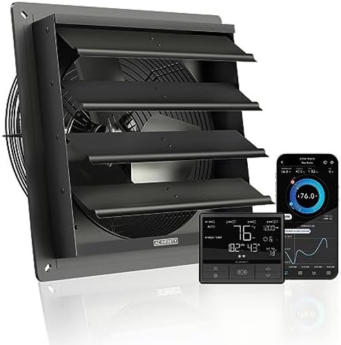 AC Infinity AIRLIFT T12, Shutter Exhaust Fan 12″ with WiFi Temperature Humidi…