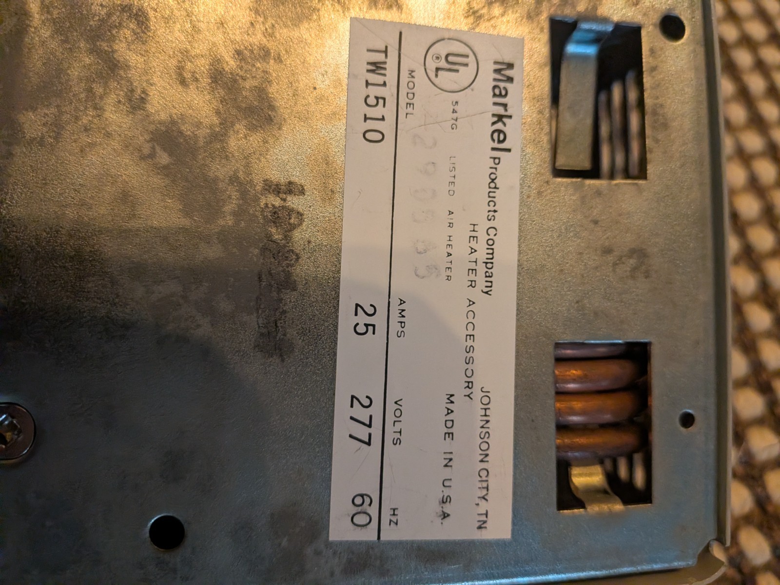 Markel TW1510 Surface Mounted Thermostat 06910802 208,240,277V 25A 1P