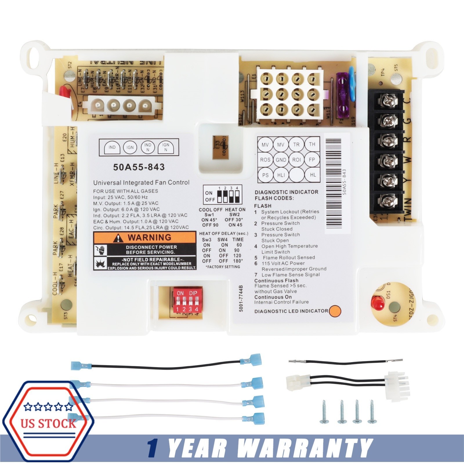 Integrated Furnace Control Board NEW For White Rodgers Lennox 50A55-843