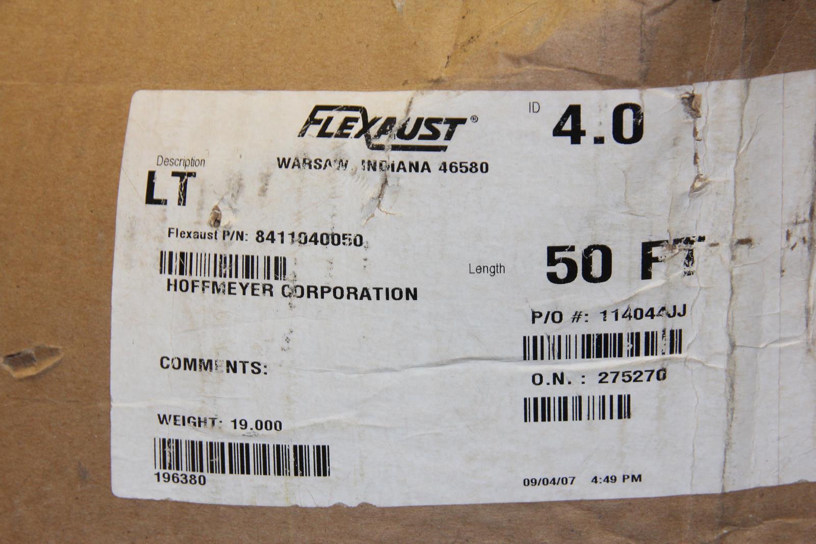 FLEXHAUST 4-HT-50 8411040050 4″ 50-FT Air and Fume Duct Hose “NEW”